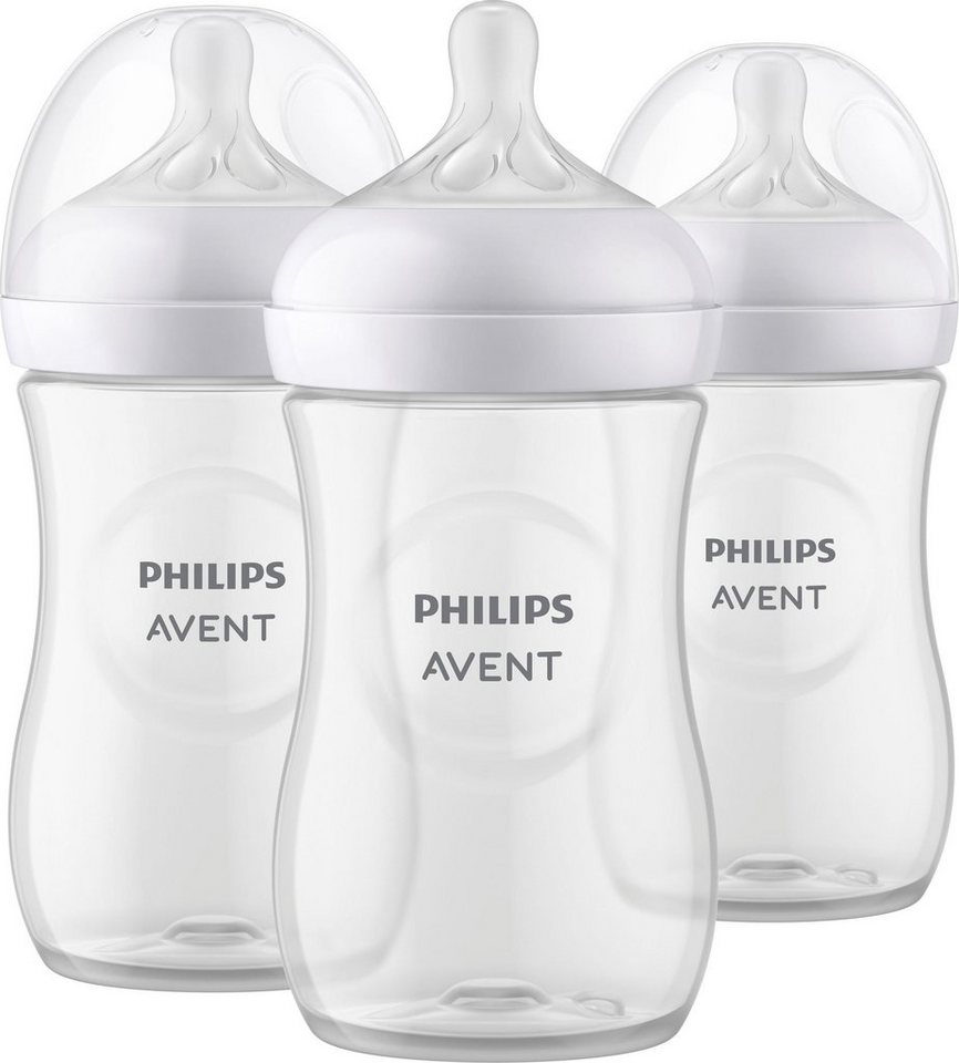 Philips AVENT Babyflasche Natural Response SCY903/03, 3 Stück, 260ml, ab  dem 1. Monat