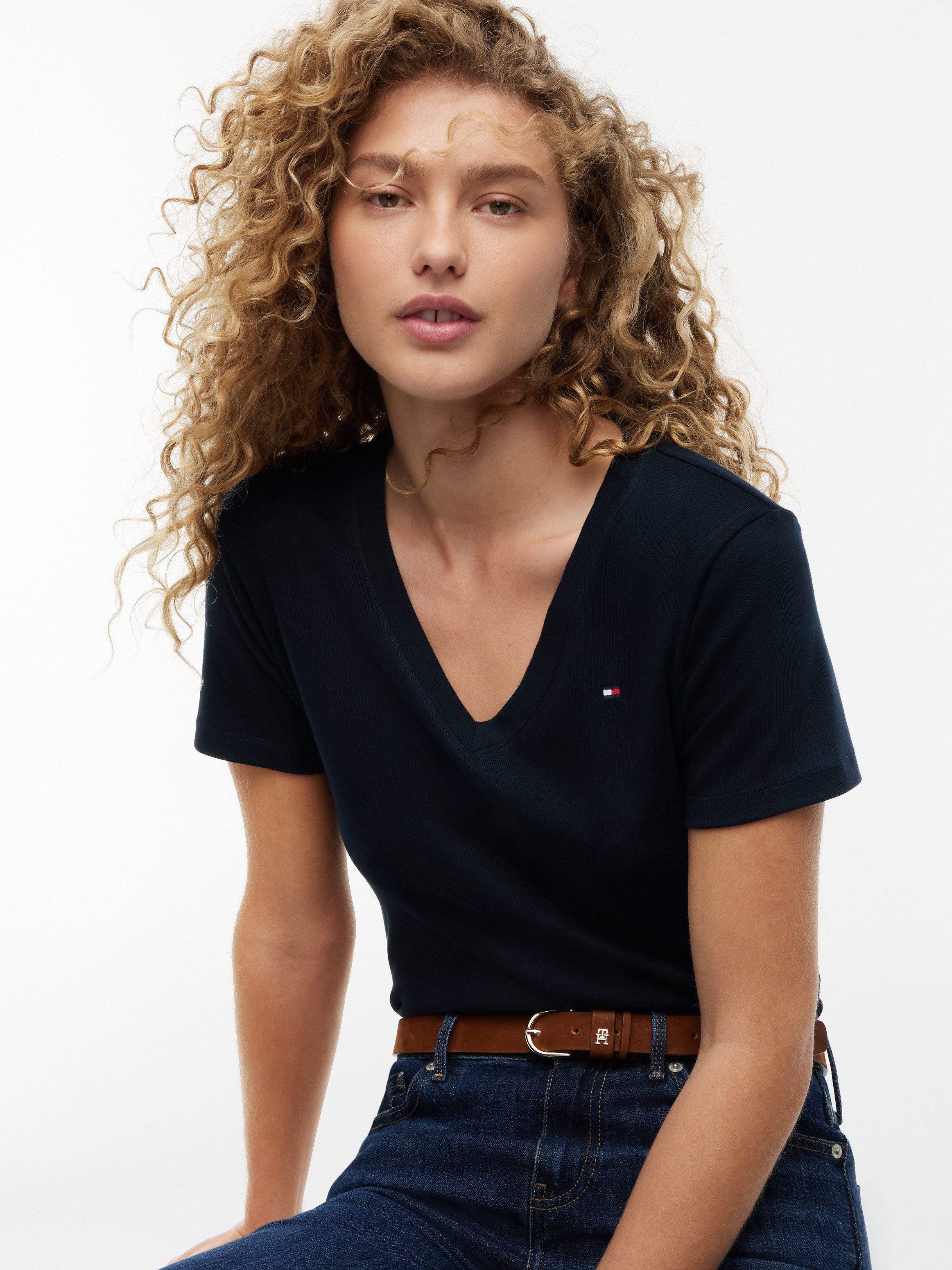 Tommy Hilfiger T-Shirt CODY V-NECK SHORT SLEEVE mit V-Ausschnitt, Baumwolle, Slim Fit