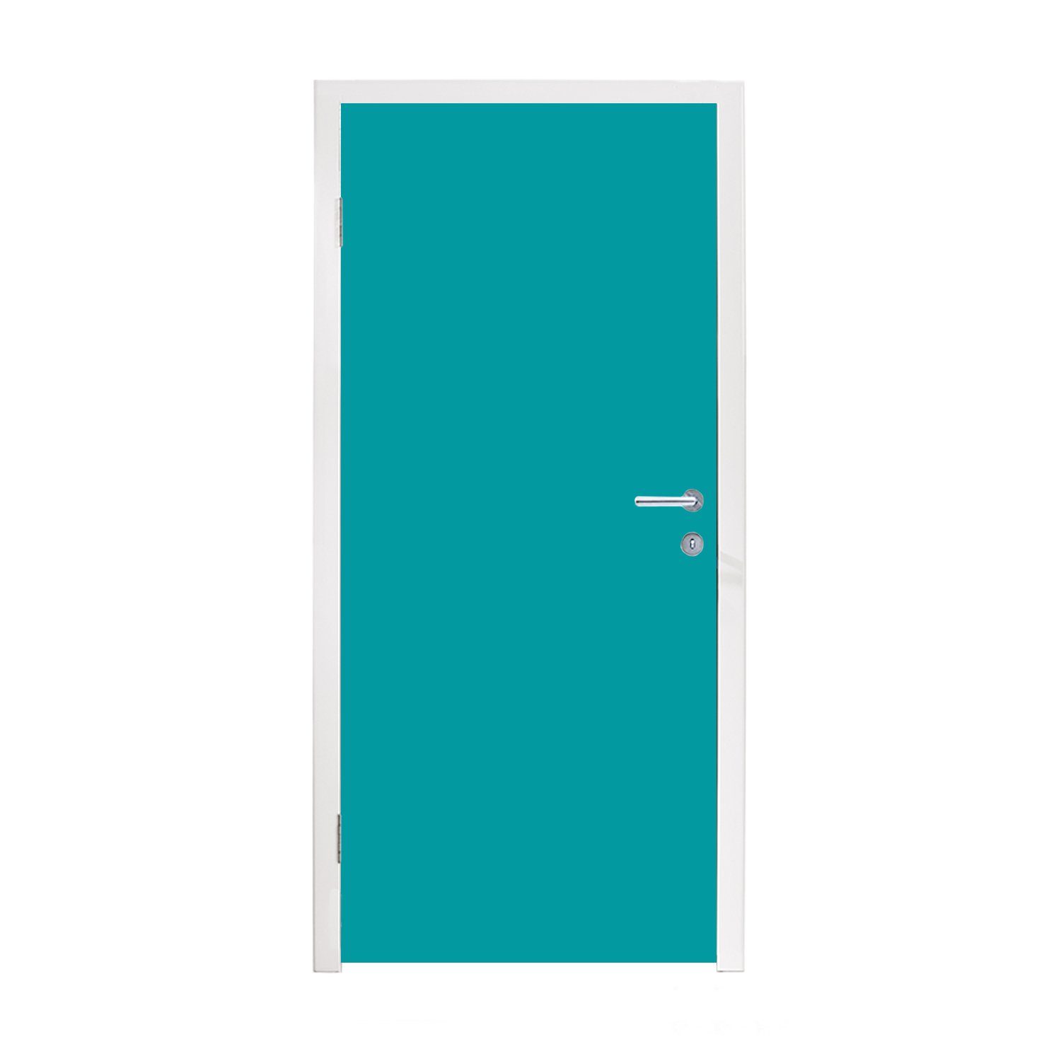 MuchoWow Türtapete Blau - (1 Türaufkleber, 75x205 Unifarben, Matt, Tür, St), für cm bedruckt, Fototapete