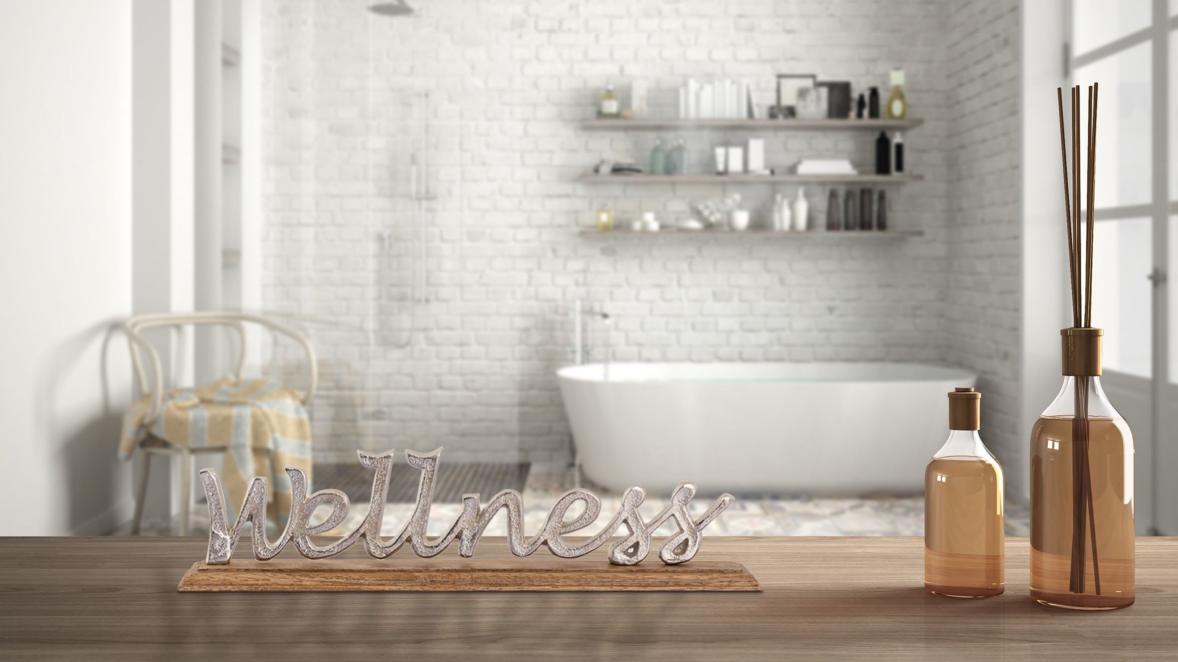 Wellness (1 auf home aus my Metall, Deko-Schriftzug St), Holz