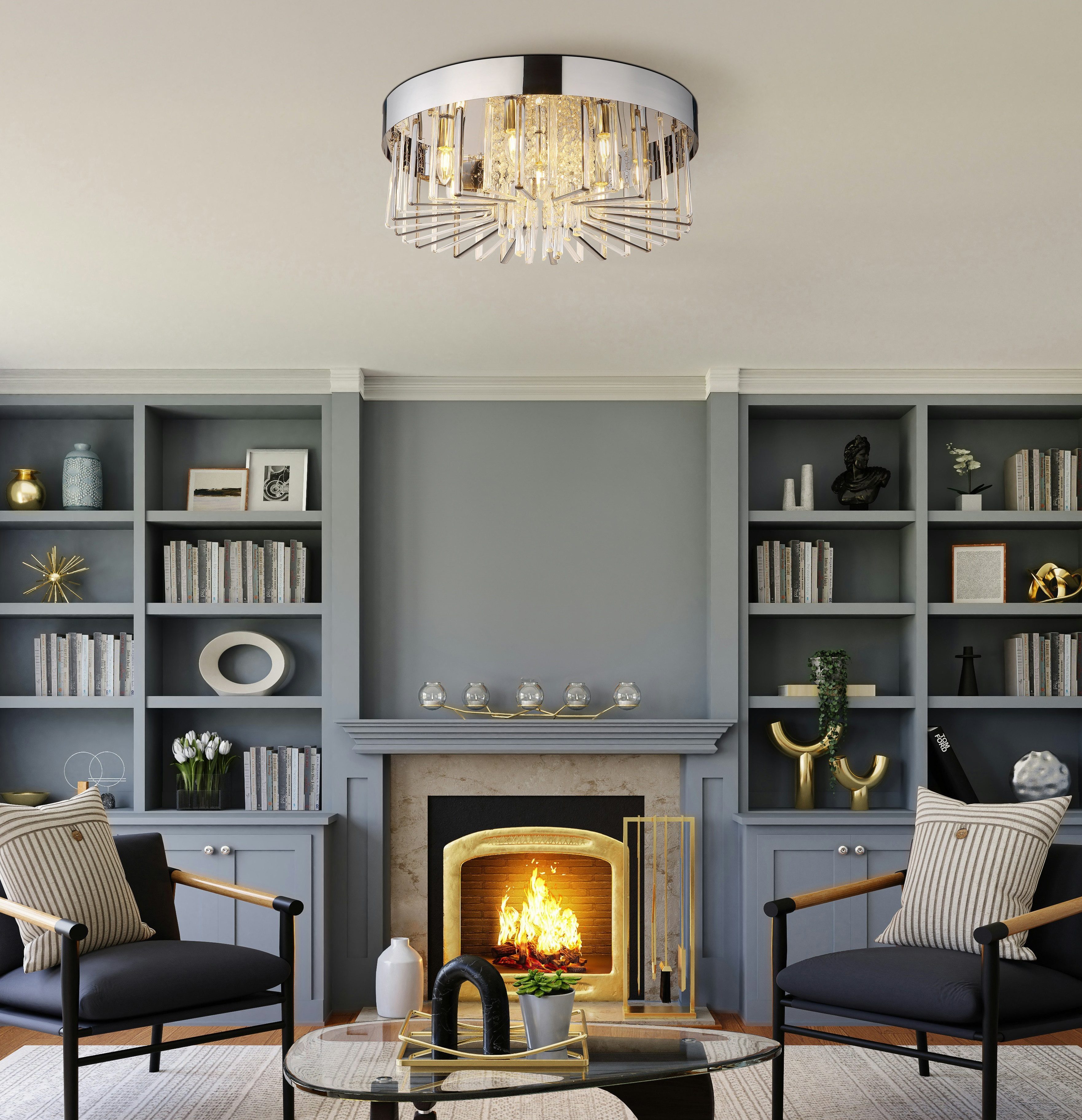 GLOBO LIGHTING Deckenleuchte KIRINA, ohne Leuchtmittel, Deckenlampe Wohnzimmer-Leuchte Schlafzimmer-Leuchte Flur Küche