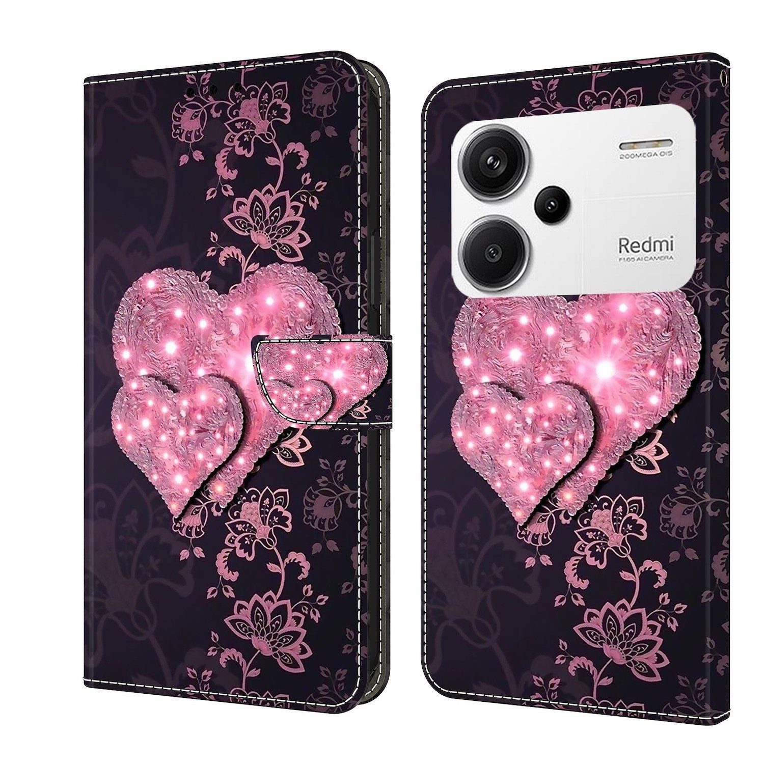 Wigento Handyhülle Für Xiaomi Redmi Note 13 Pro Plus Kunst-Leder Book Tasche Motiv 12
