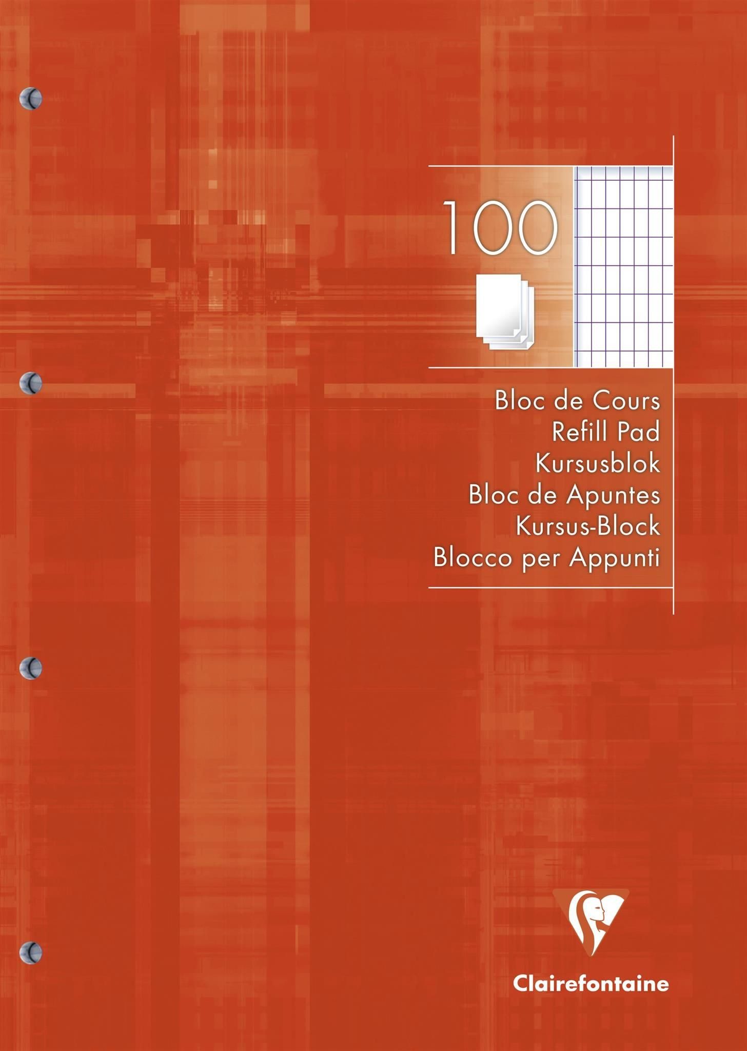 CLAIREFONTAINE Notizblock Clairefontaine Kursusblock A4 rau 4-fach gel 100Bl
