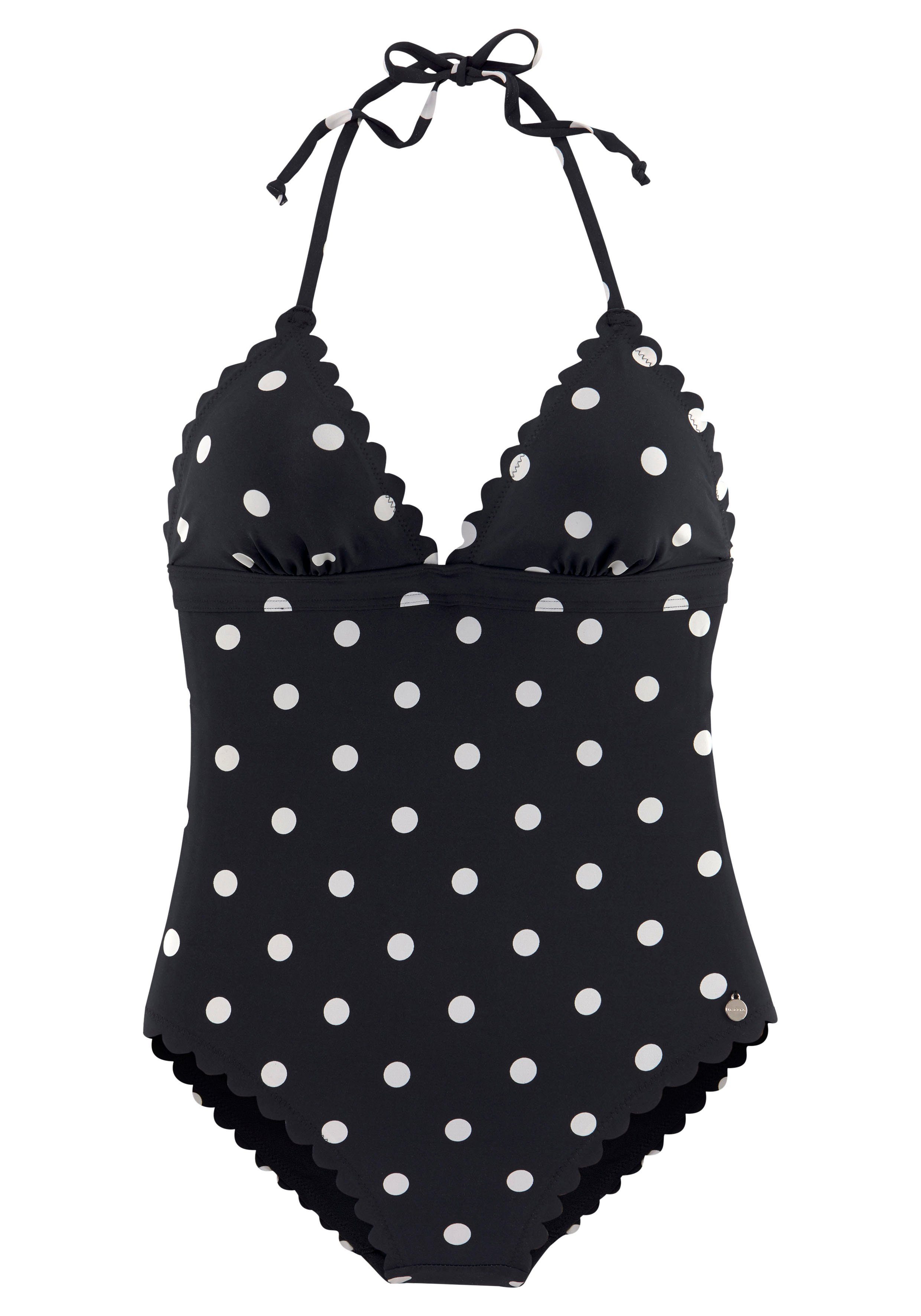 LASCANA Badeanzug Jada mit Punkten und Muschelkante günstig online kaufen