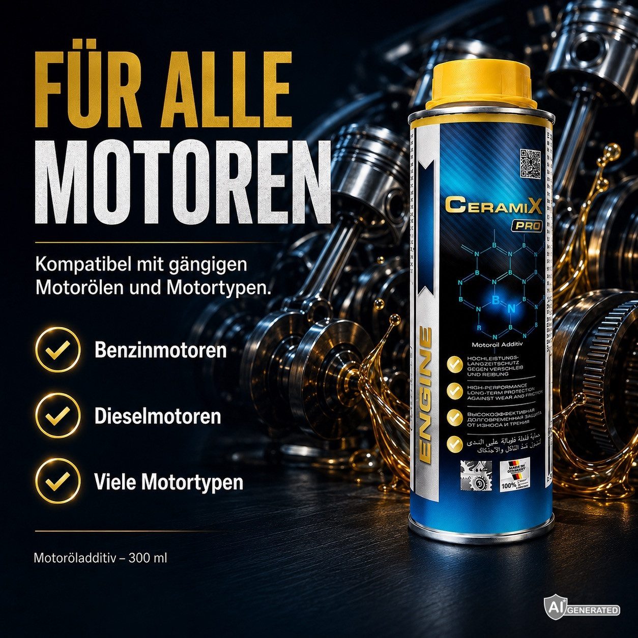 Ravenol Öl-Additiv CeramiX-Pro 300 ml Keramik Motoröladditiv mit hBN Verschleißschutz, 0,3 l, Keramik-Motoröladditiv mit hBN für Reibungs- & Verschleißschutz – Bild 4 von 5