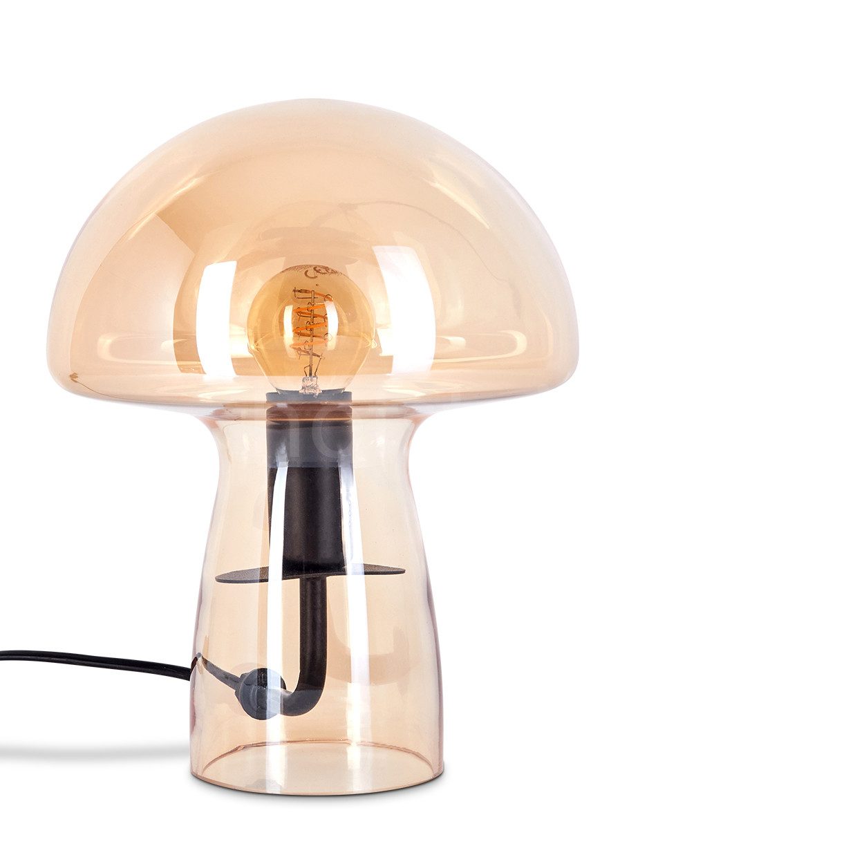 hofstein Tischleuchte Tischlampe aus Metall/Glas in Schwarz/Bernsteinfarben günstig online kaufen