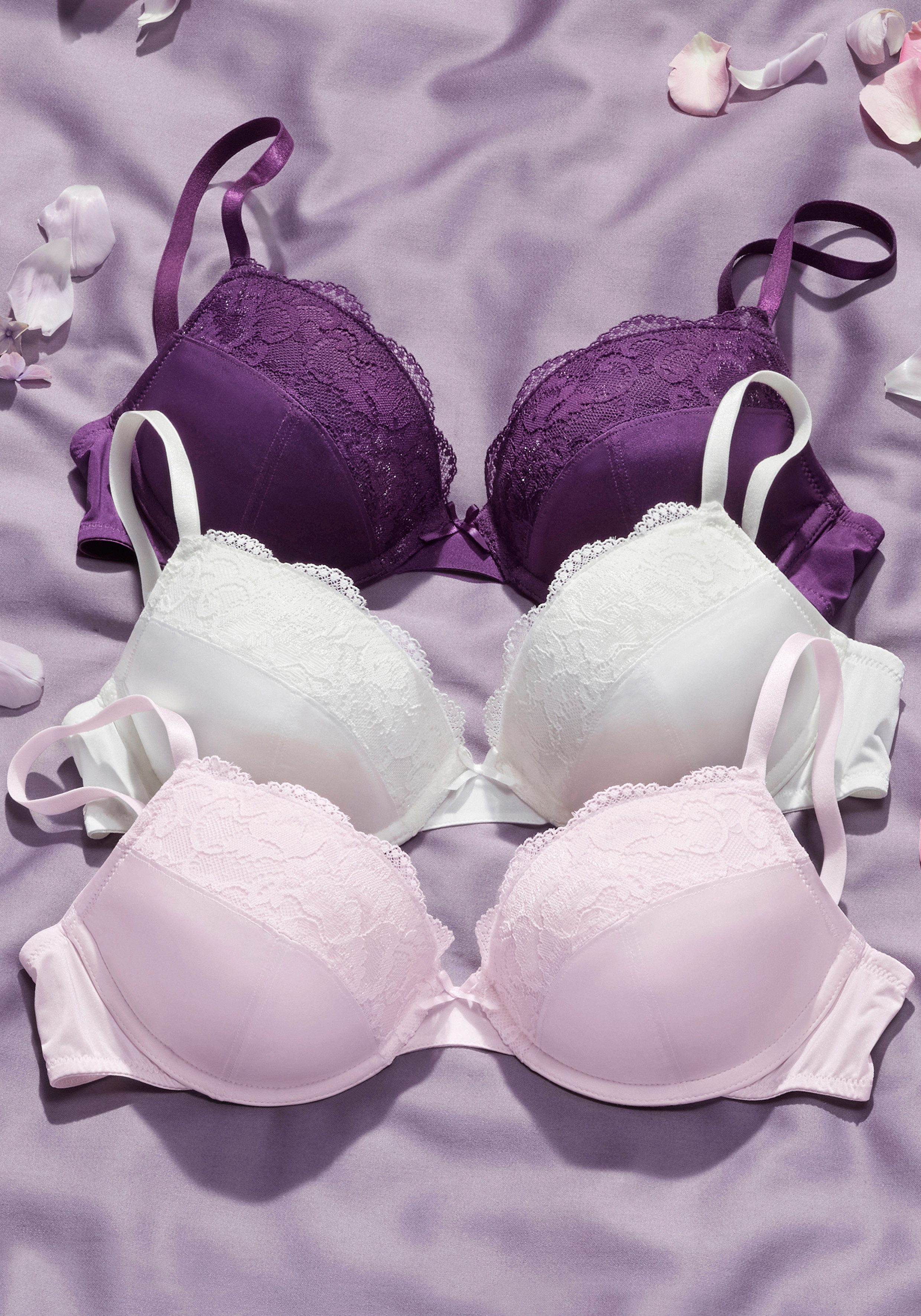 petite fleur by Lascana Push-up-BH (Packung, 3 Stück) mit Bügel & herausnehmbaren Kissen