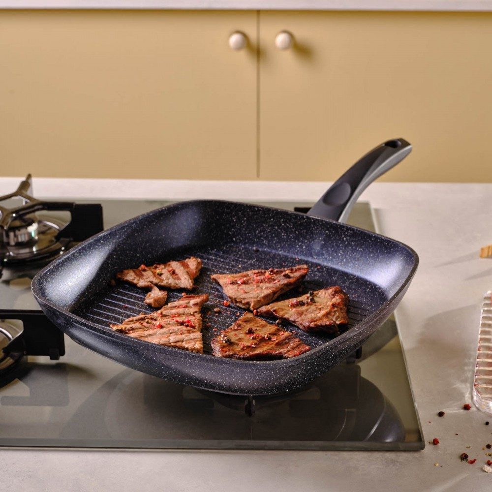 Karaca Pfannen-Set Karaca Aqua Granit Grillpfanne Bratpfanne Pfanne Kochgeschirr 28 cm
