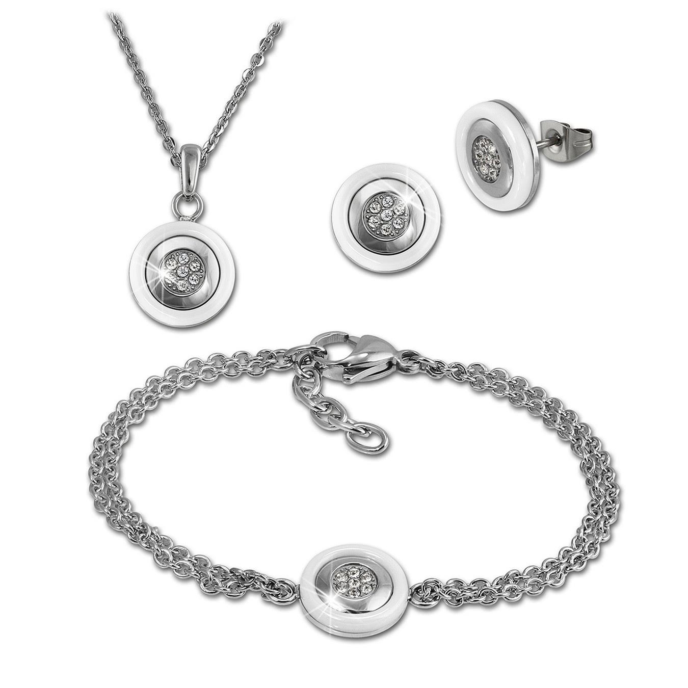 Amello Schmuckset Amello Edelstahlschmuckset Keramik Rund (3-tlg., Schmucks günstig online kaufen