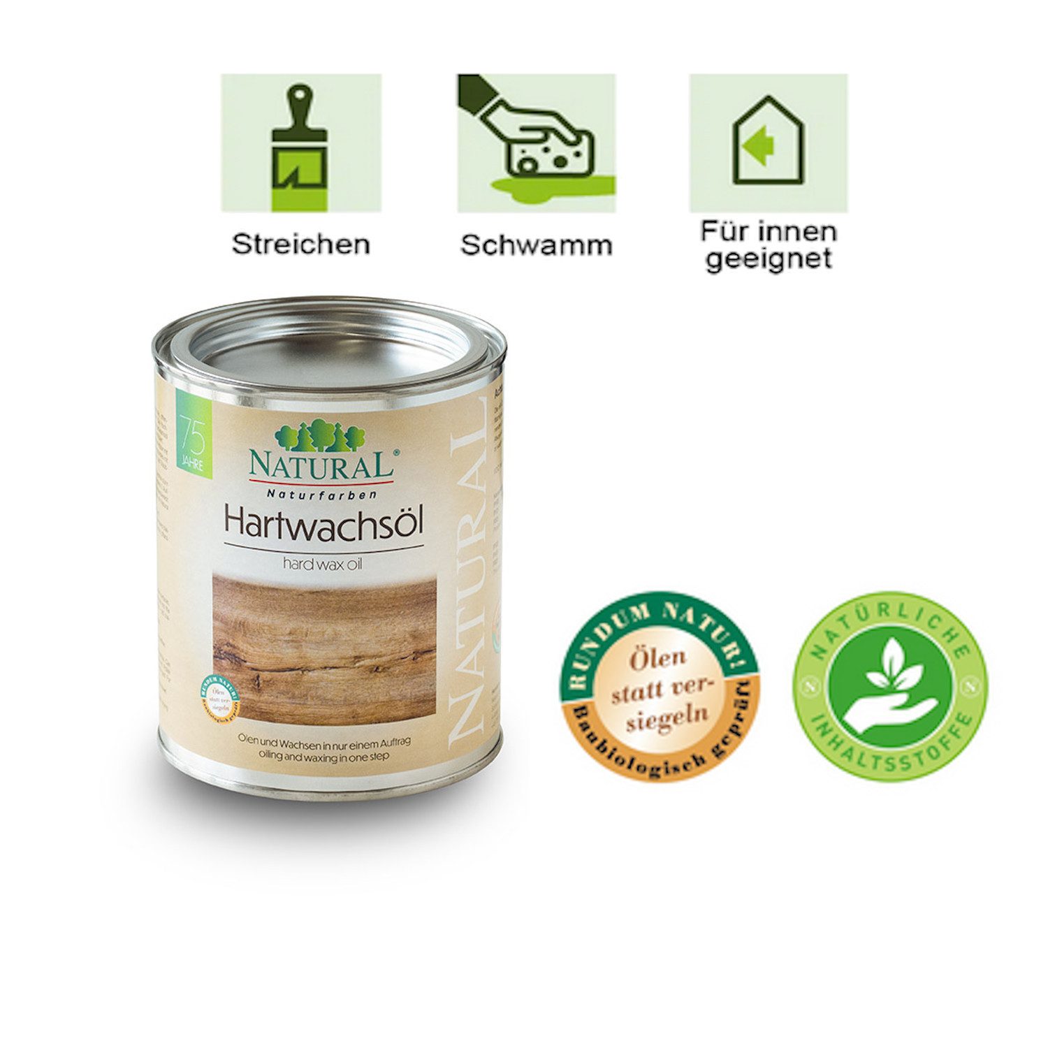 Natural Naturfarben GmbH Hartwachsöl Natürlicher Schutz und seidenmatte Veredelung für Holzoberflächen