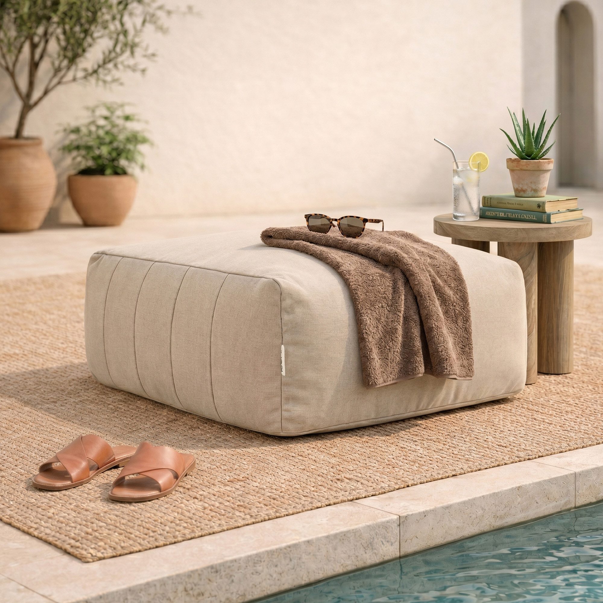 icon Sitzsack Modulares Fußstütze aus Olefin „ZEN“, Schaumstoff Füllung, für Wohnzimmer, für den Außenbereich, wetterfest