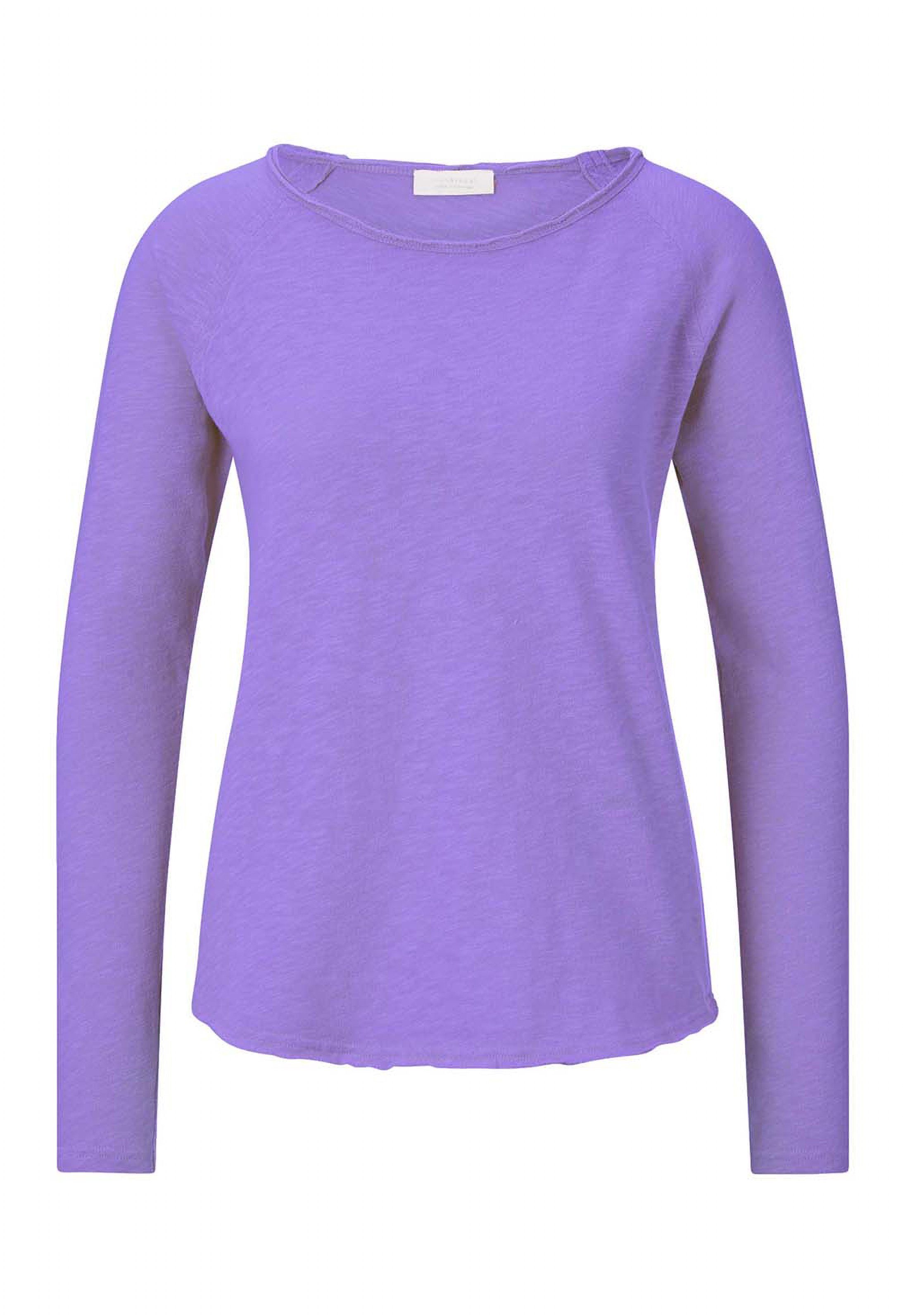 Rich & Royal Langarmshirt mit offener Ausschnittkante und Saum violet bloom | Rundhalsshirts
