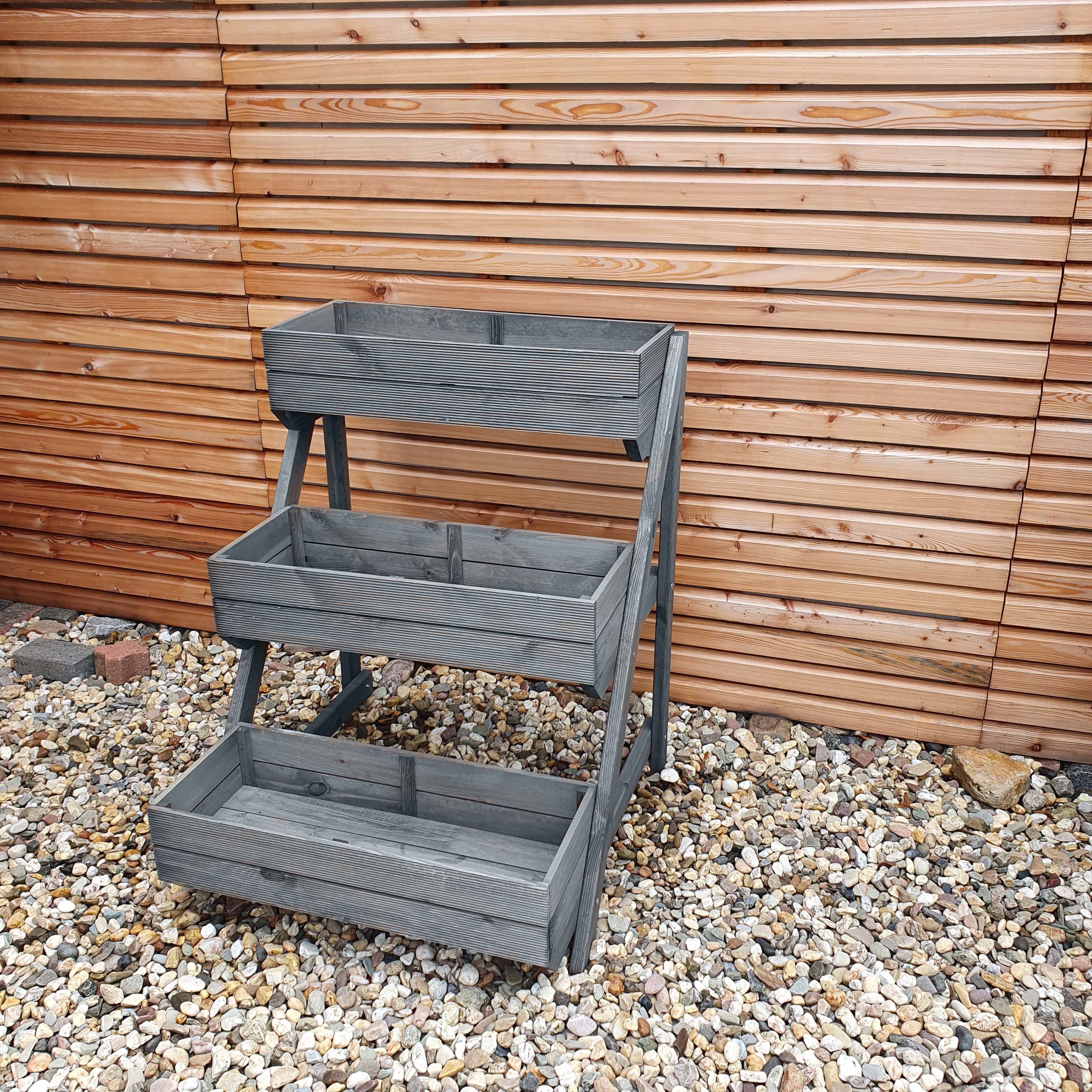 promadino Pflanzentreppe Pflanztreppe mit Kästen, grau, BxTxH: 80x84x100 cm