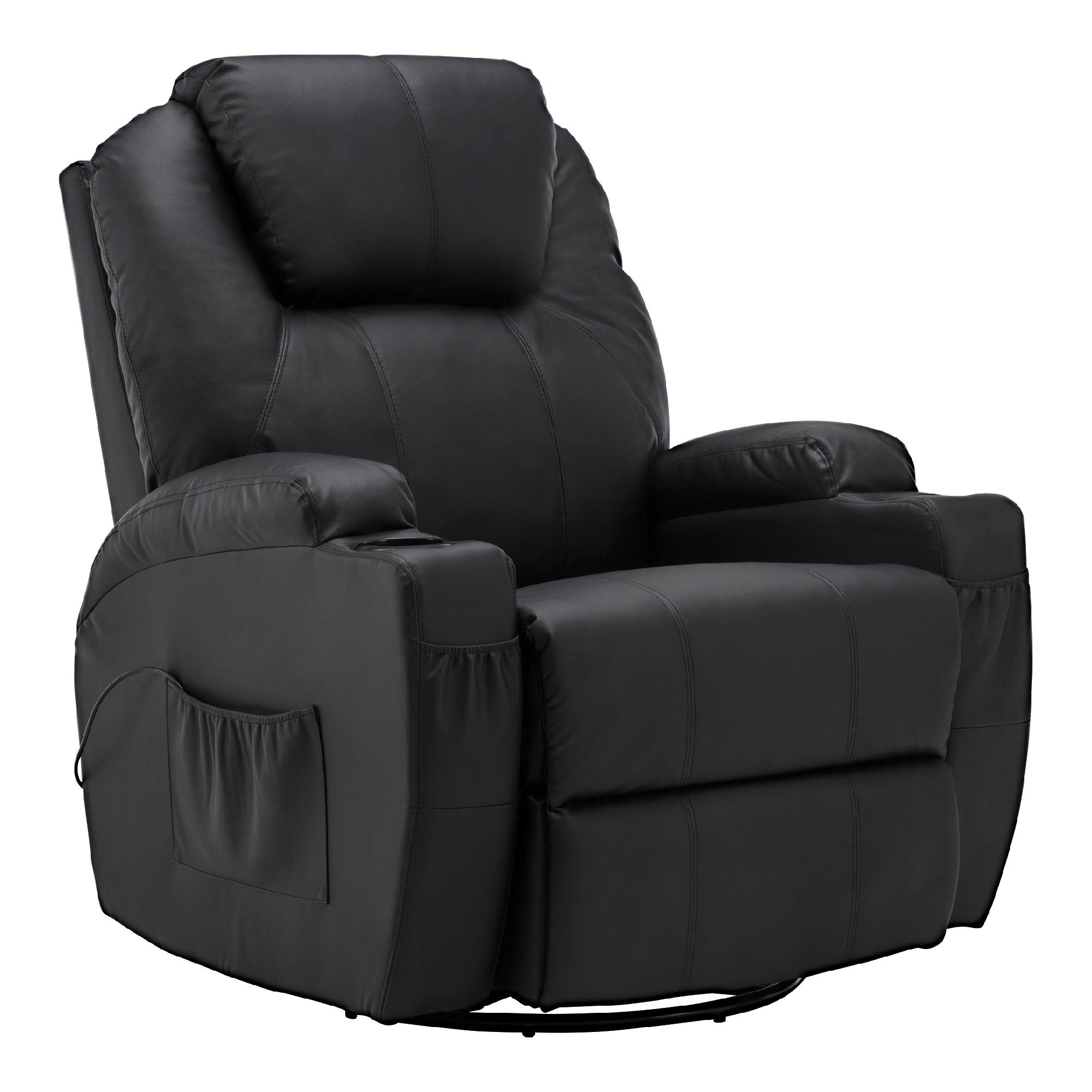 MCombo Relaxsessel MCombo manuell Massagesessel TV-Sessel Relaxsessel 7020, manuell, mit Heizung, 360° drehbar und schwenkbar, 100 × 92 × 109 cm Schwarz