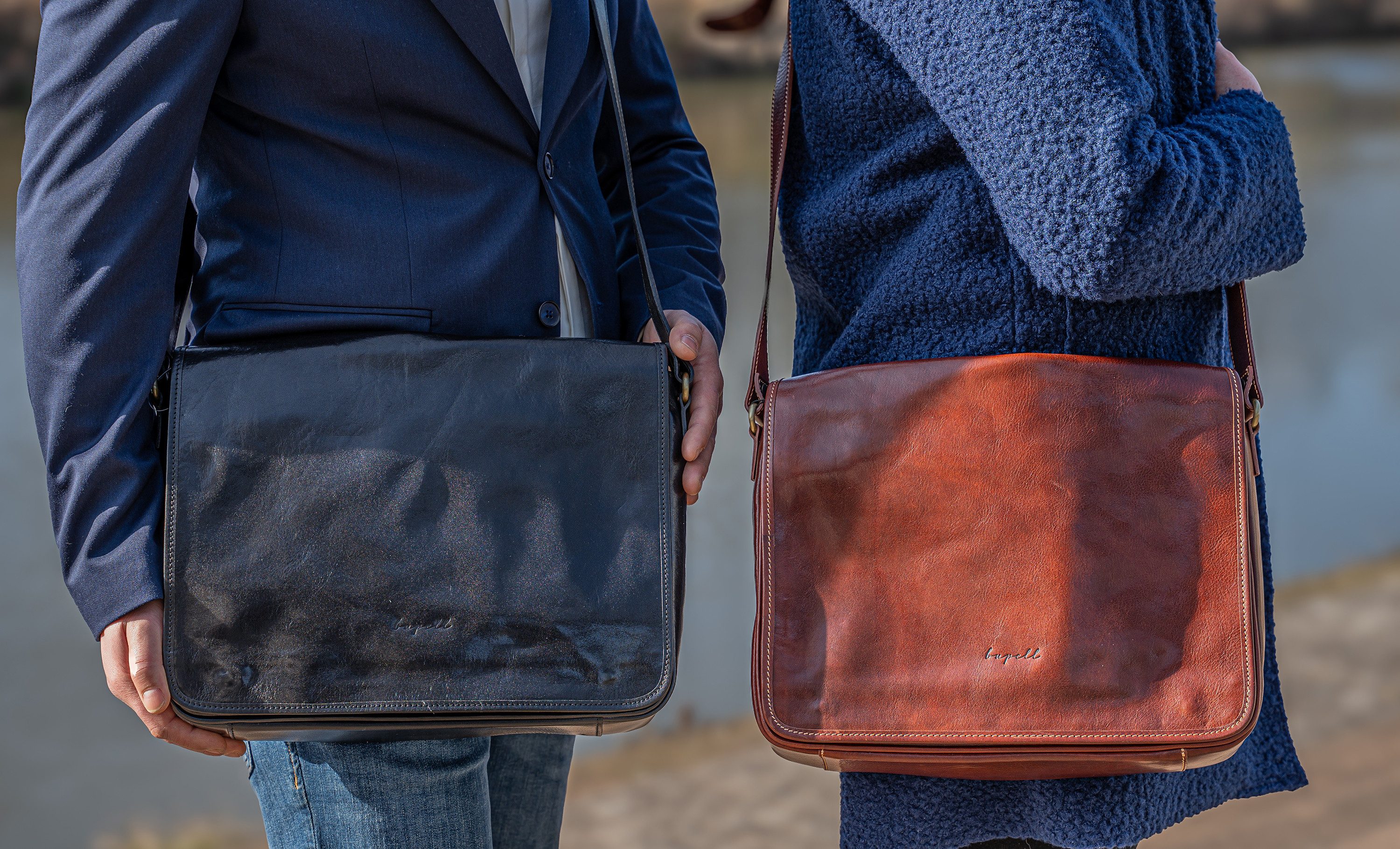 bupell Umhängetasche Eugenio, Umhängetasche Crossbody aus pflanzlich gegerbtem Leder