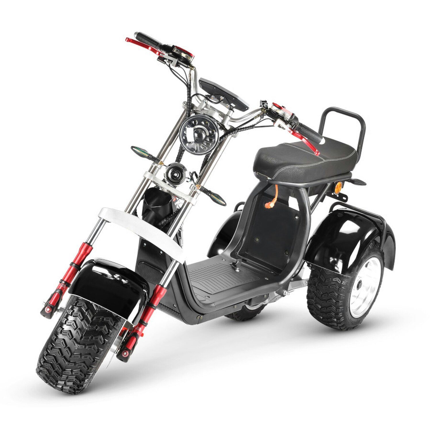 TPFLiving E-Scooter Coco Bike Fat Trike - Elektroroller -Akku: 1 x 60  Volt/20Ah, 35 km/h, Roller elektro ab 14 Jahren mit Scheibenbremsen -  Farbe: schwarz