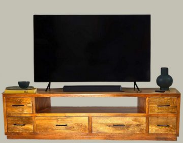OPIUM OUTLET Lowboard Sideboard TV-Kommode Regal Möbel Massivholz braun (Schubladen beidseitig zu öffnen, B x H x T: 200 x 45 x 50 cm), TV-Schrank, Raumteiler, komplett montiert