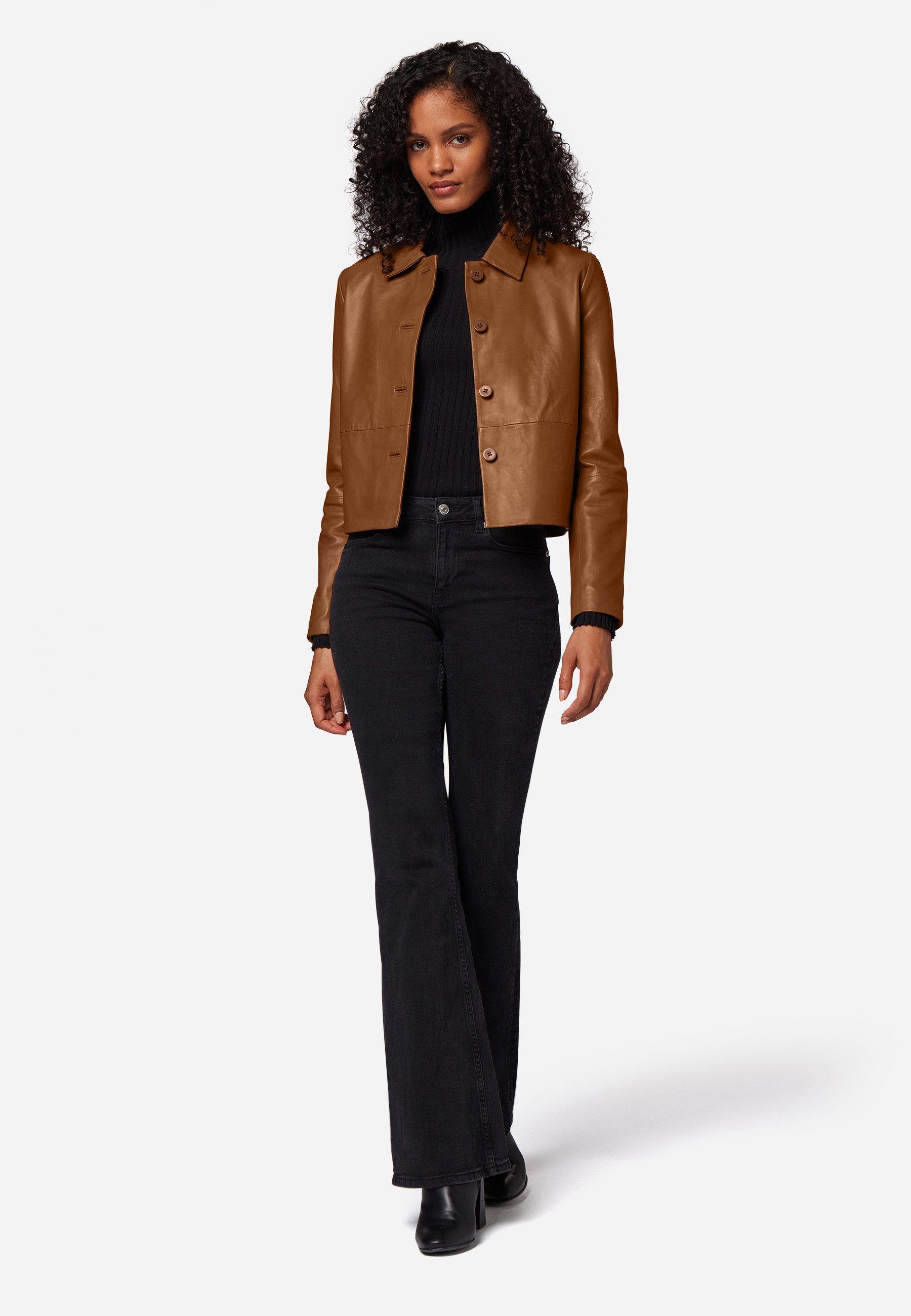 RICANO Lederjacke Cecila Lederjacke im Bolero-Stil mit Polokragen günstig online kaufen