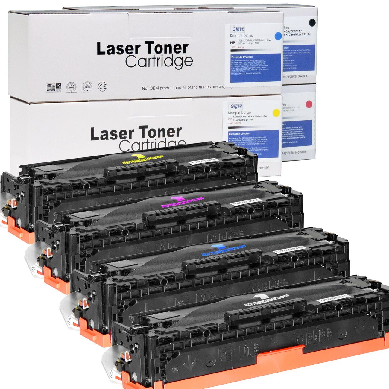 Color LaserJet für 4-Farben 1200 HP Gelb), HP Multipack CP 125A Tonerkartusche Series Magenta, (Schwarz, D&C Cyan, Kompatibel