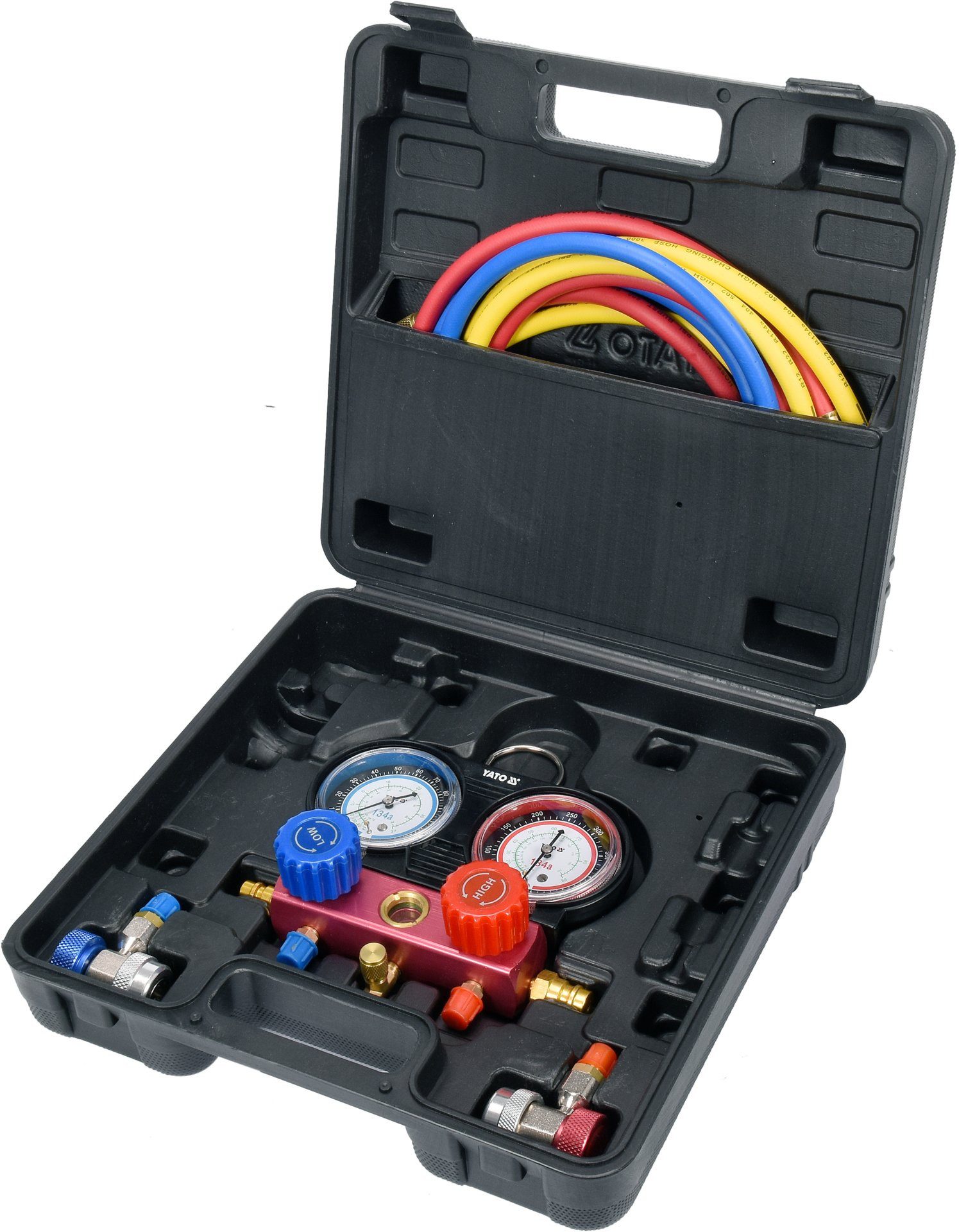 Yato Werkzeugset Professionelles Klimaanlagen-Service-Set für R-134a – 6-teilig
