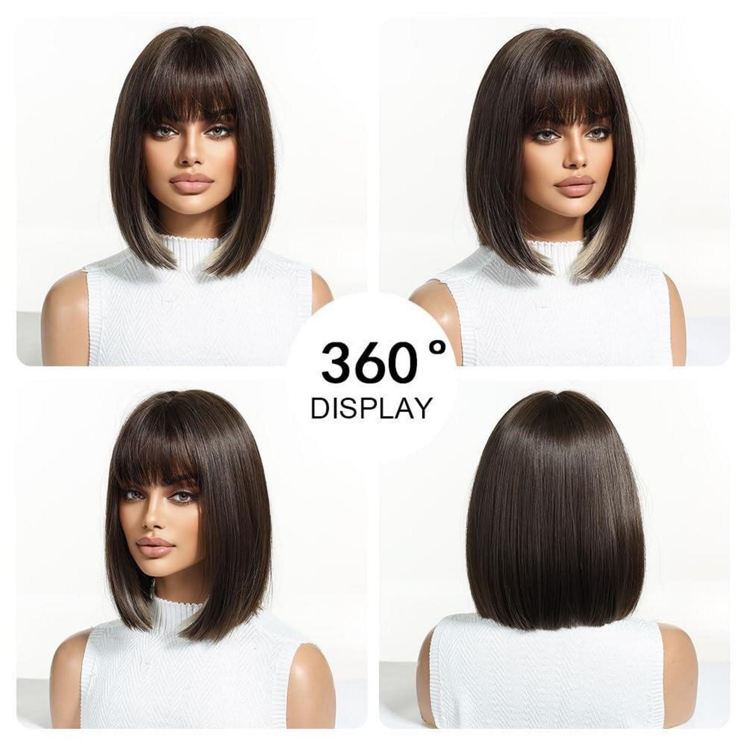 LuxusKollektion Kunsthaarperücke Braune Bob Perücke Kurz Gerade Synthetik Haar Frauen Cosplay Party
