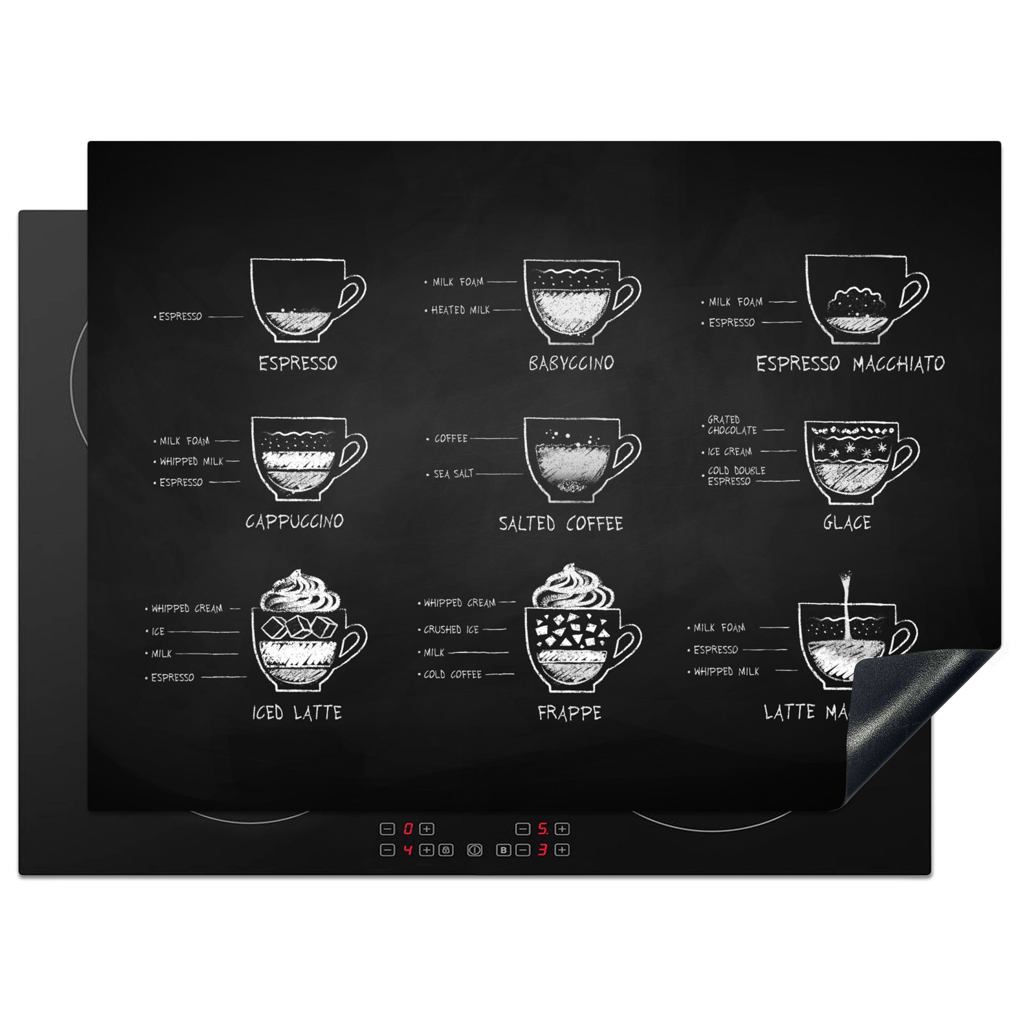 - Kaffee Ceranfeldabdeckung Küche cm, für Induktionskochfeld Trinken, die - Herdblende-/Abdeckplatte MuchoWow Schutz Vinyl, 71x52 (1 tlg), küche,