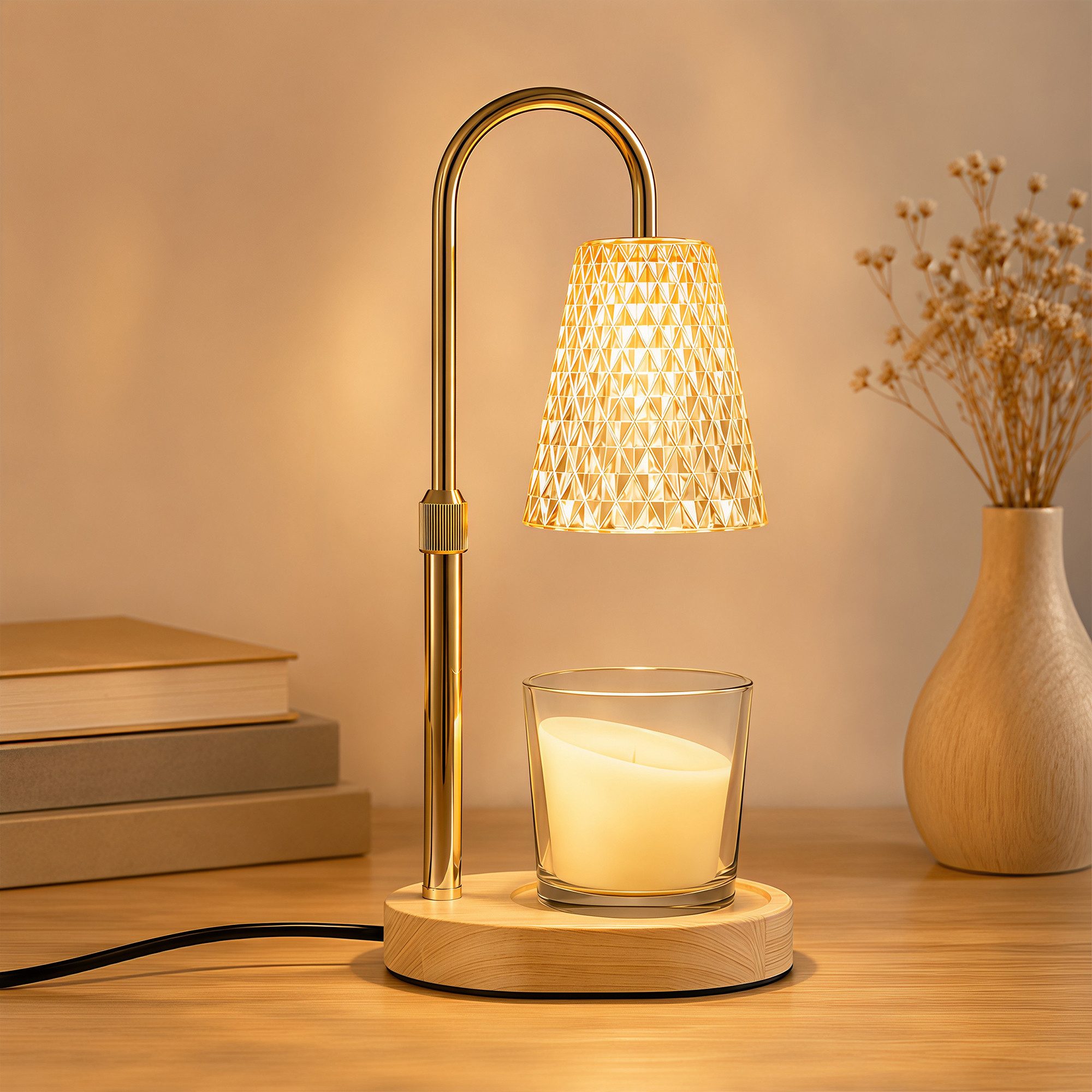 DAITORE Duftlampe Kerzenwärmer Lampe, Candle Warmer lamp mit Timer und Dimmer, Höhenverstellbar Kerzenwärmer Kerzen Lampe mit 2 Glühbirnen