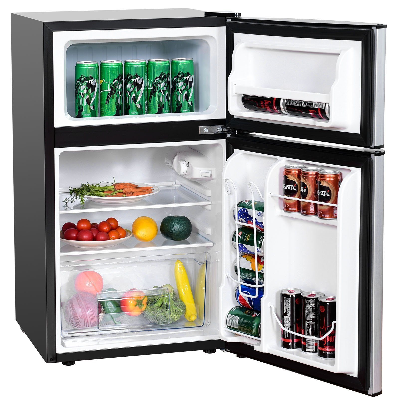 COSTWAY Kühlschrank BCD-90, 86 cm hoch, 48.5 cm breit, Gefrierkombination