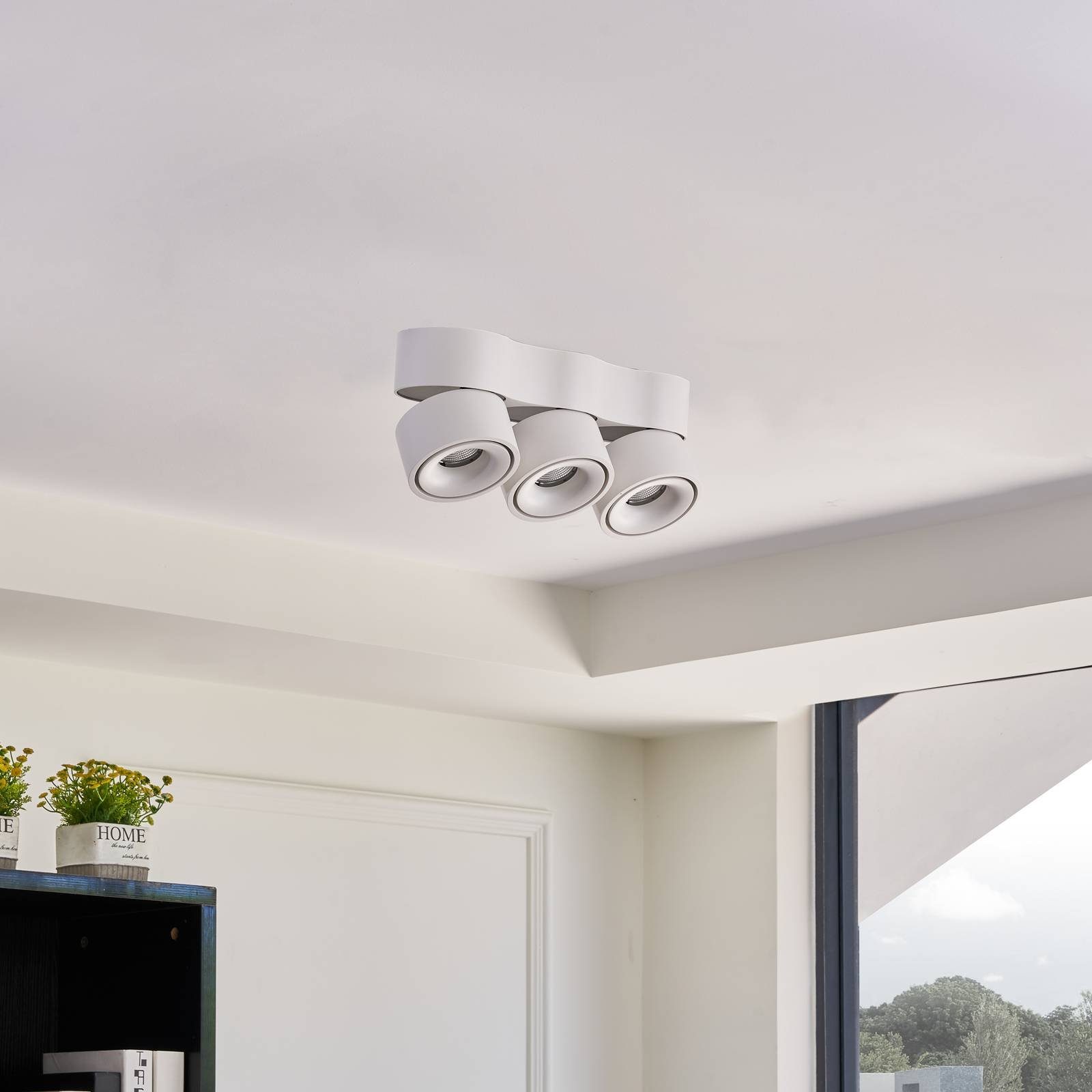 Arcchio LED Deckenleuchte Rotari, dimmbar, LED-Leuchtmittel fest verbaut, warmweiß, Modern, Aluminiumdruckguss, weiß (RAL 9003), 3 flammig, inkl.