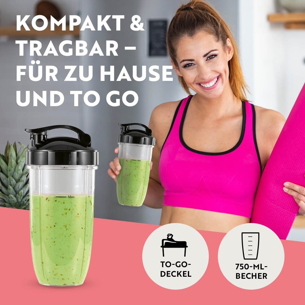 GOURMETmaxx Standmixer GOURMETmaxx Mixer & Smoothie Maker 4-tlg., 1000 W, Standmixer elektrisch für den Vitaminkick to go