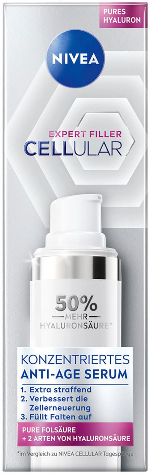 Nivea Gesichtsserum CELLULAR EXPERT FILLER KONZENTRIERTES ANTI-AGE SERUM, aktiviert Hautzellen und polstert die Haut auf