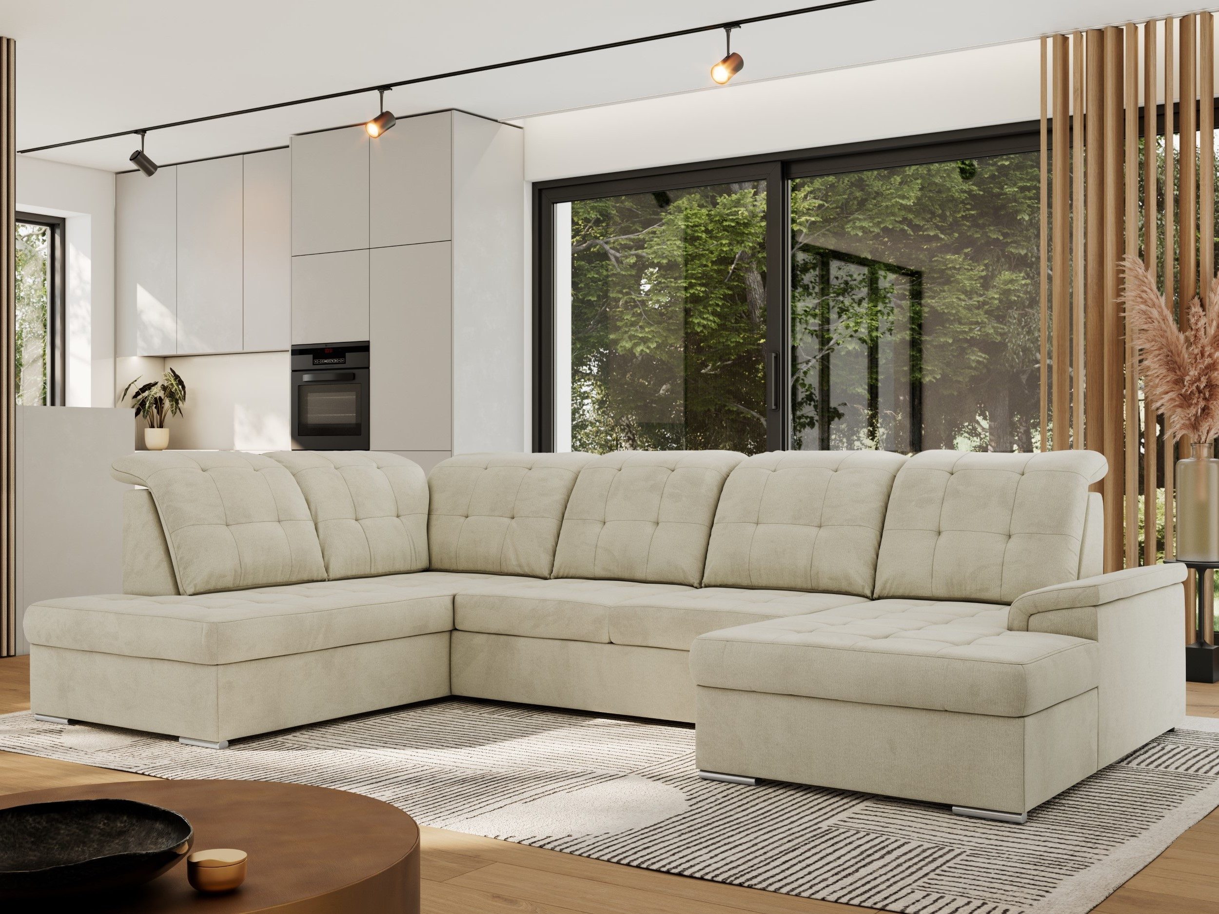 MKS MÖBEL Ecksofa MADRITO U, set, Sofa U-form, mit Schlaffunktion und Bettkasten, Wohnlandschaft