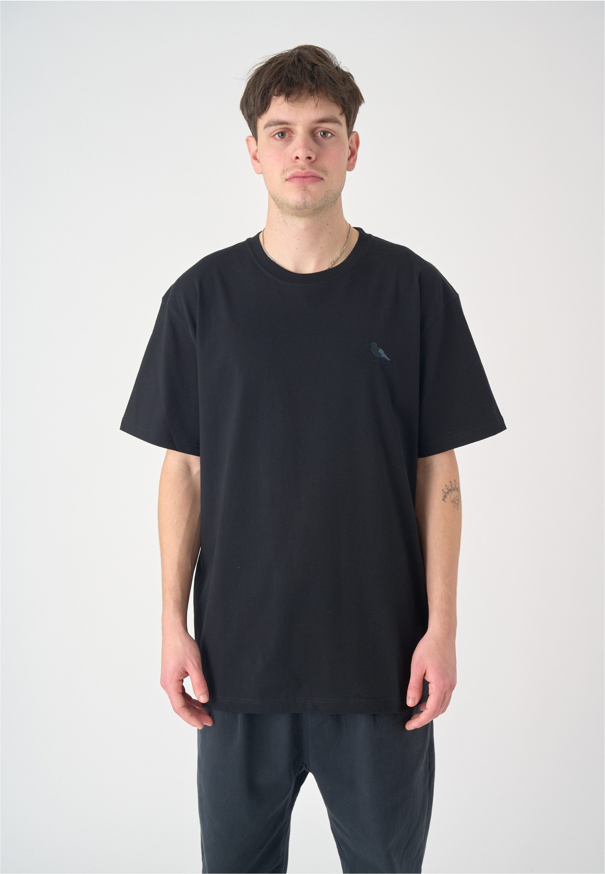 Cleptomanicx T-Shirt Embroidery Gull Mono mit lockerem Schnitt