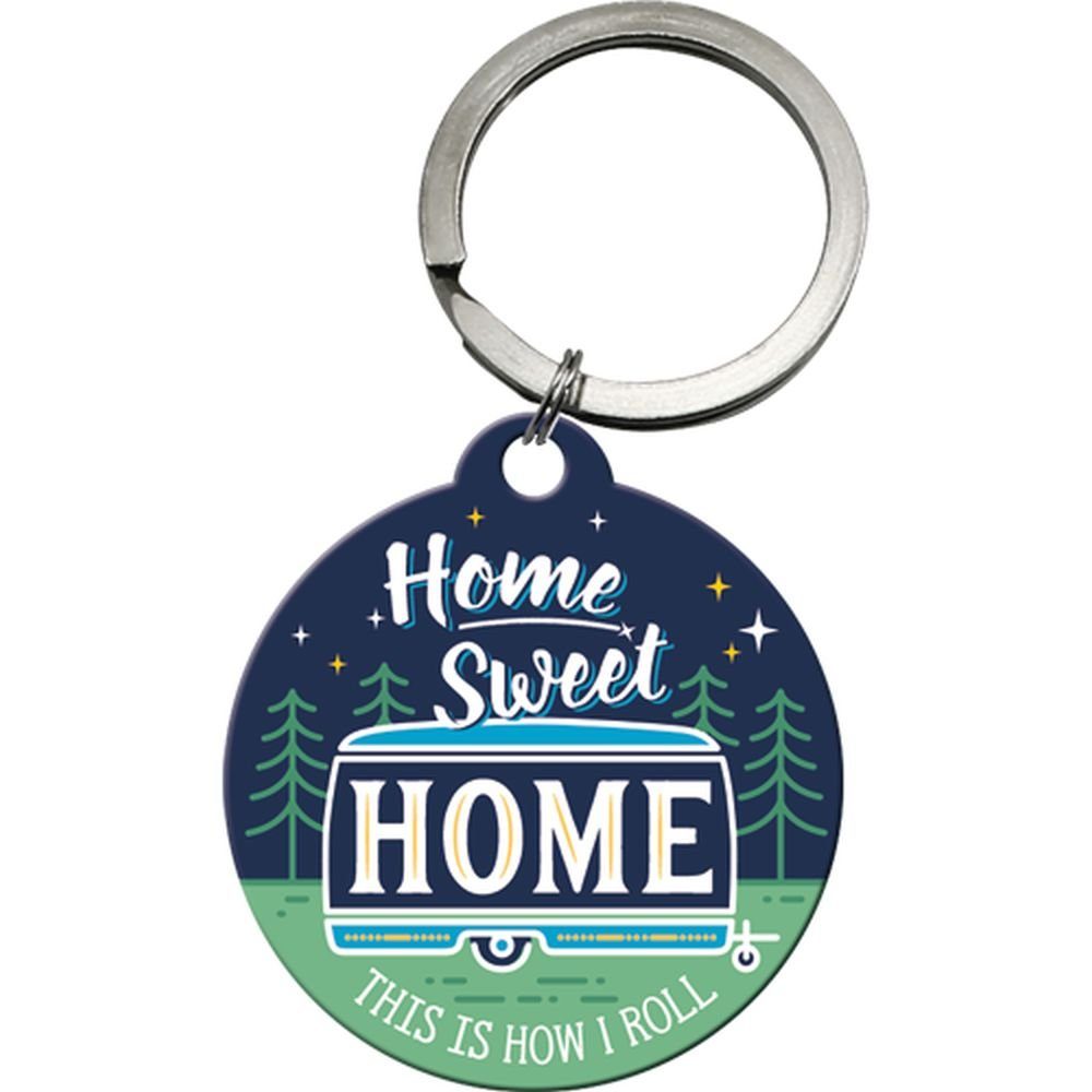 Schlüsselanhänger mit Gravur Edelstahl Schlüsselanhänger Ø 4cm - Home Sweet Home Camper