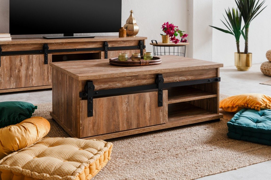 Finori Couchtisch Couchtisch Marrakesch, Valhalla Eiche / Milford Kiefer (no-Set), Breite 100 cm, Holzoptik, Beistelltisch, Tisch, Kaffetisch, Sofatisch