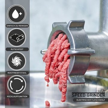 Starlyf Fleischwolf Speed Grinder, 300,00 W, elektrischer Fleischwolf mit Kibbeh und Würstchenfüller Aufsatz