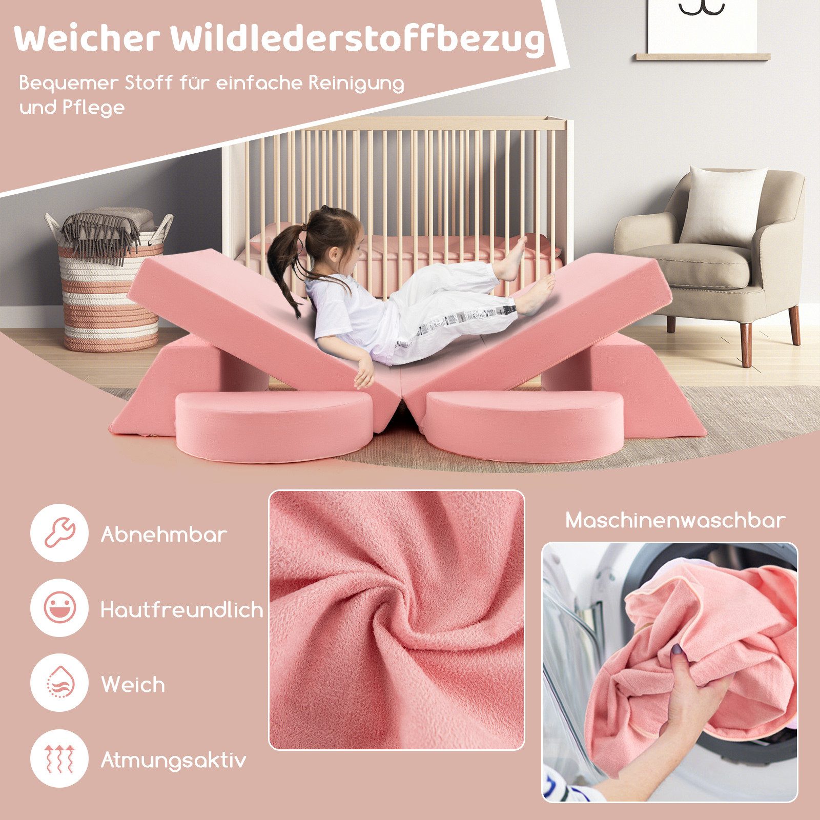 COSTWAY Kindersessel (8-St), Modular, Spielsofa mit abnehmbarem Bezug