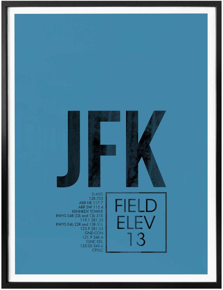 Wandbild New Flughafen St), Wall-Art Wandbild, (1 Wandposter Poster JFK Poster, Bild, Flughafen York,