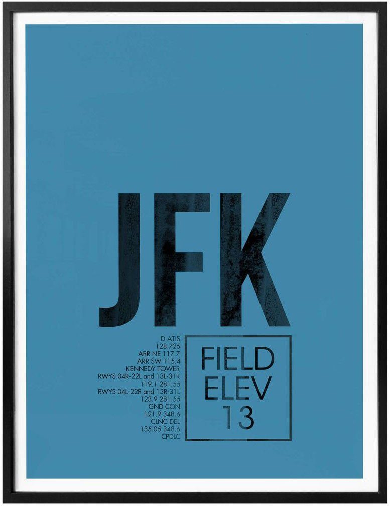 Wandbild New JFK Poster Flughafen (1 Bild, Wandposter Poster, Wall-Art Flughafen York, St), Wandbild,