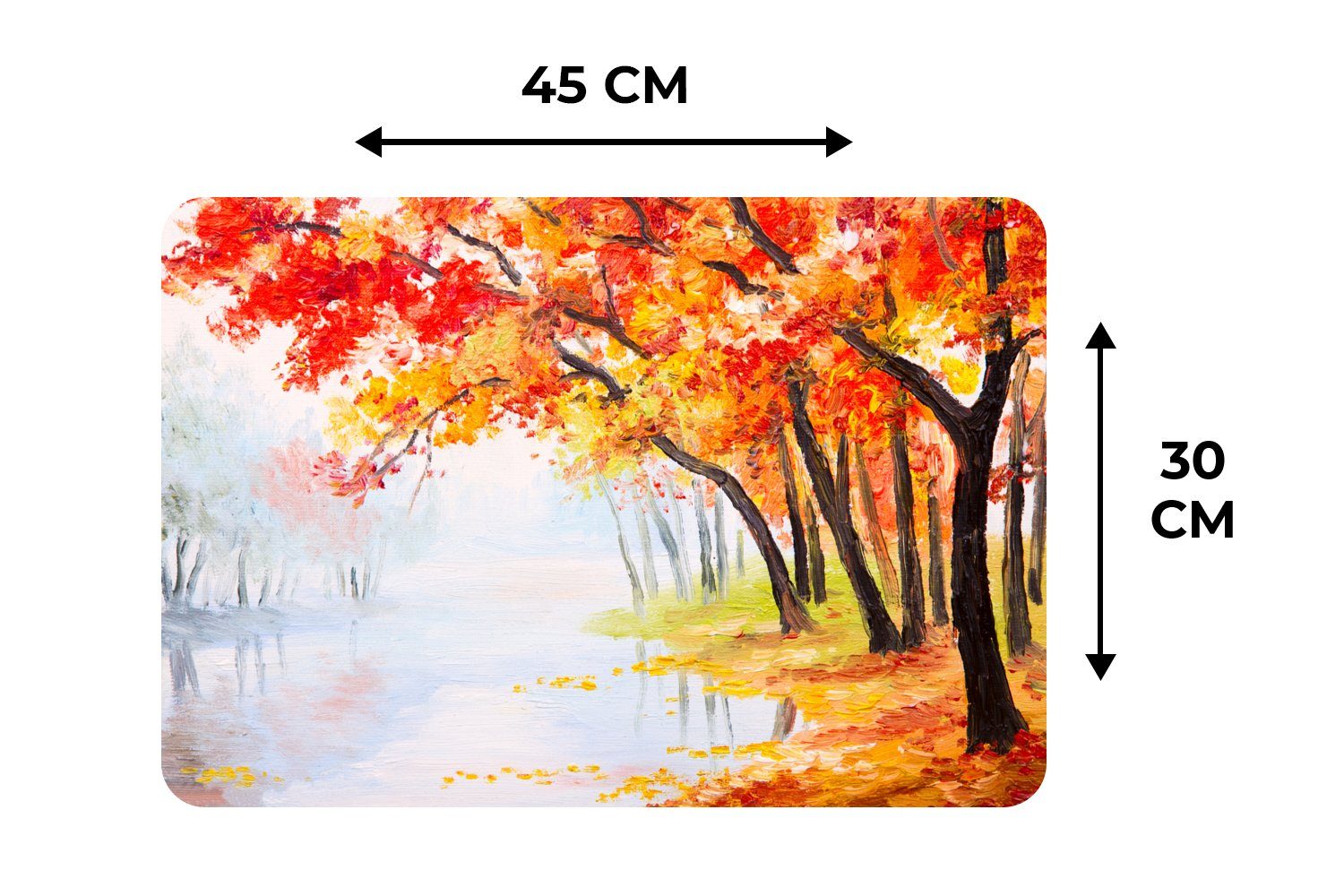 Platzset, - Bäume MuchoWow, - Platzdecken, Ölfarbe, Tischmatten, Herbst Platzset, - - Gemälde Wasser Schmutzabweisend Platzmatte, (6-St),