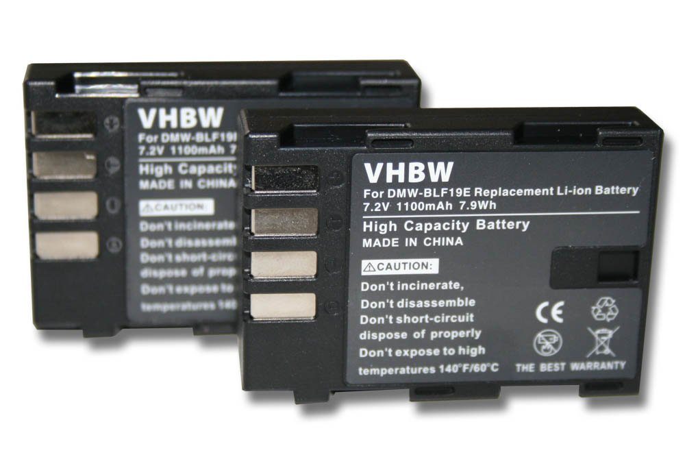 vhbw Ersatz für Panasonic DMW-BLF19E, DMW-BLF19 für Kamera-Akku Li-Ion 1100 mAh (7,2 V)