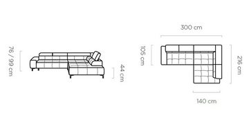 Sofa Dreams Ecksofa Polster Ecksofa Dante L-Form Strukturstoff hellgrau, elektrisch verstellbare Sitztiefe