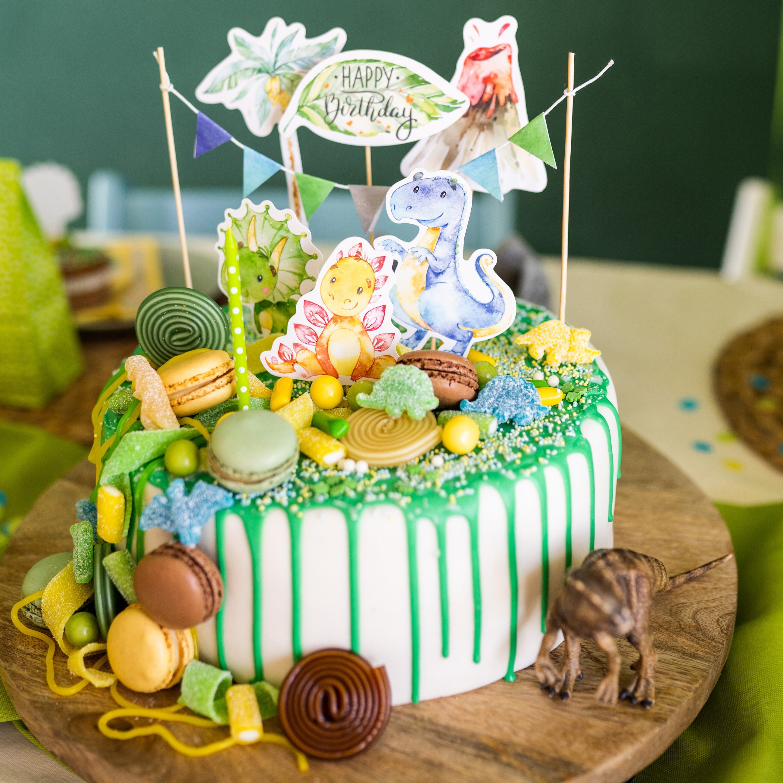 PAPIERDRACHEN Papierdekoration Cake Topper - Kuchendekoration- 19-teilig -in verschiedenen Designs, Kuchenstecker für den Kindergeburtstag