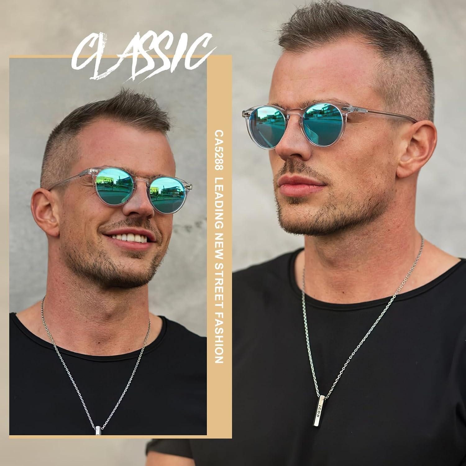 LuxusKollektion Retrosonnenbrille Sonnenbrille polarisierte L10-rahmen Transparenter Weißer Linsen Blau