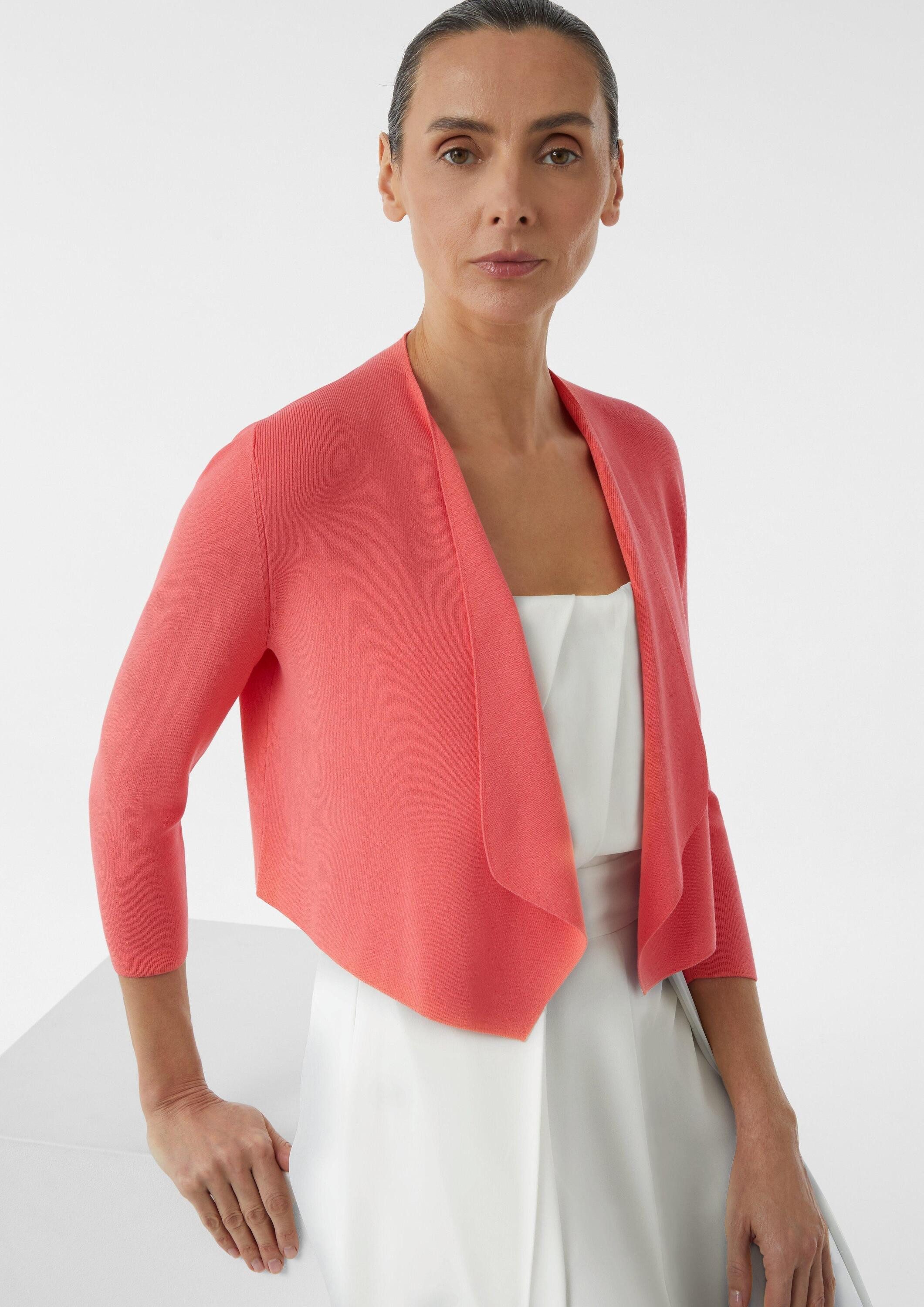 comma Cardigan Strickjacke Verkürzte Feinstrickjacke mit Ajours-Details am günstig online kaufen