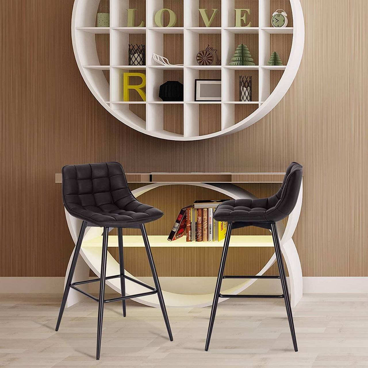 Woltu Barhocker (2 St), Designer Barstuhl mit Fußstütze Kunstleder Stahl günstig online kaufen