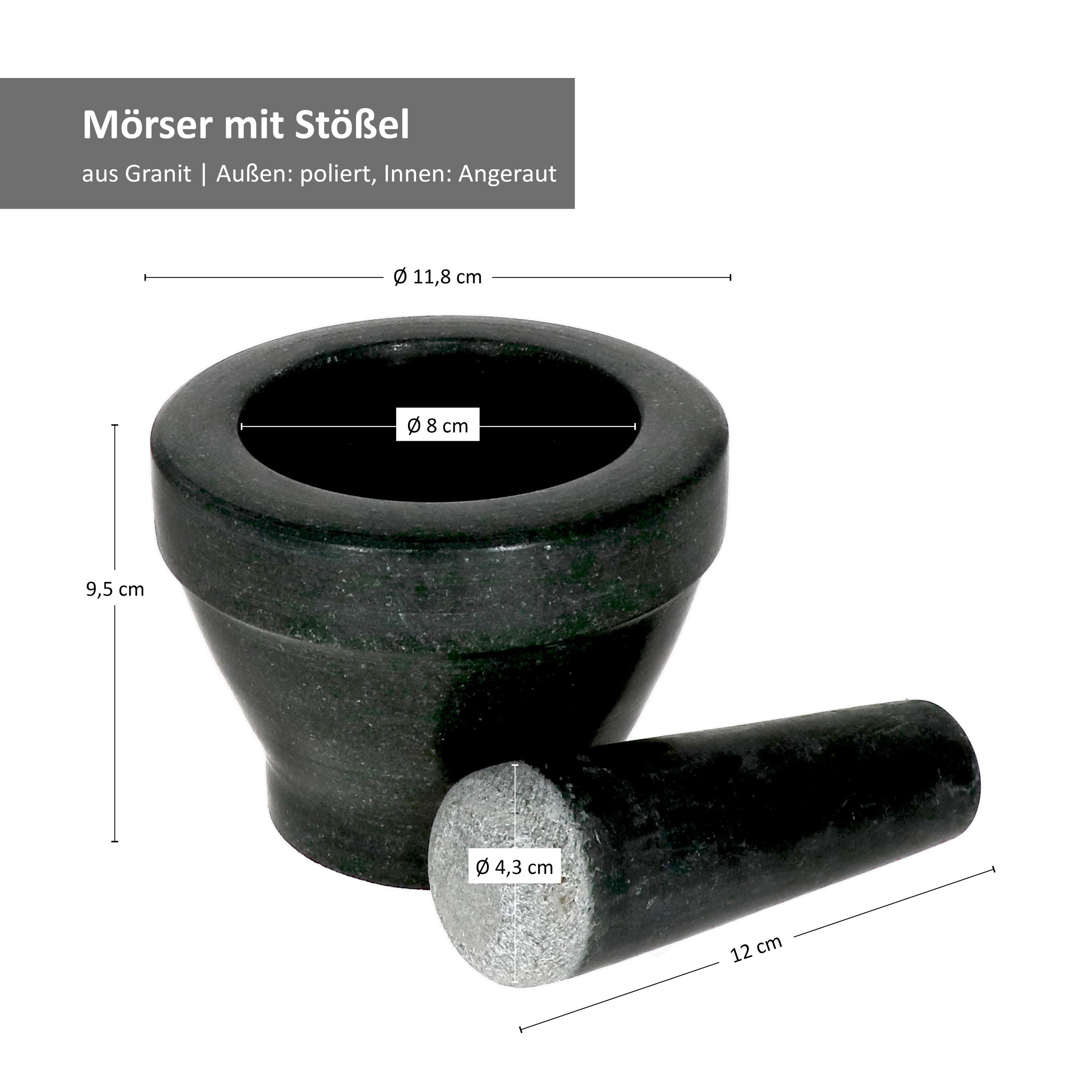MamboCat Mörser Mörser mit Stößel Granit schwarz Zerkleinern von Gewürzen Kräuter