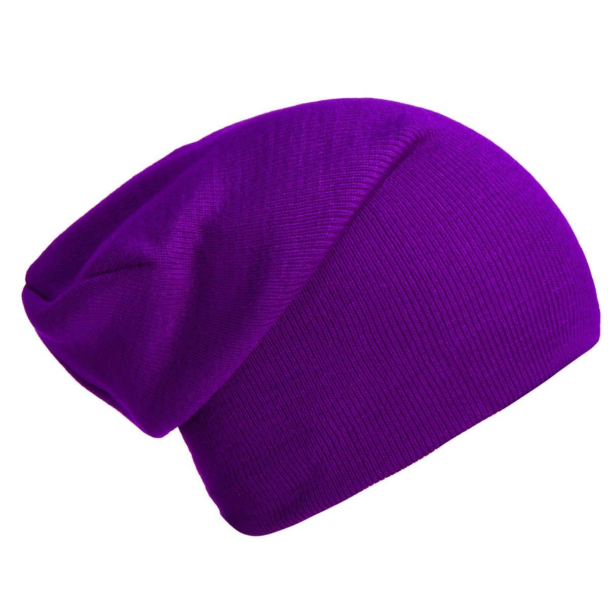 DonDon Beanie Schlauchmütze Mütze lila (Packung, Slouch-Beanie Wintermütze, 1-St) klassischer