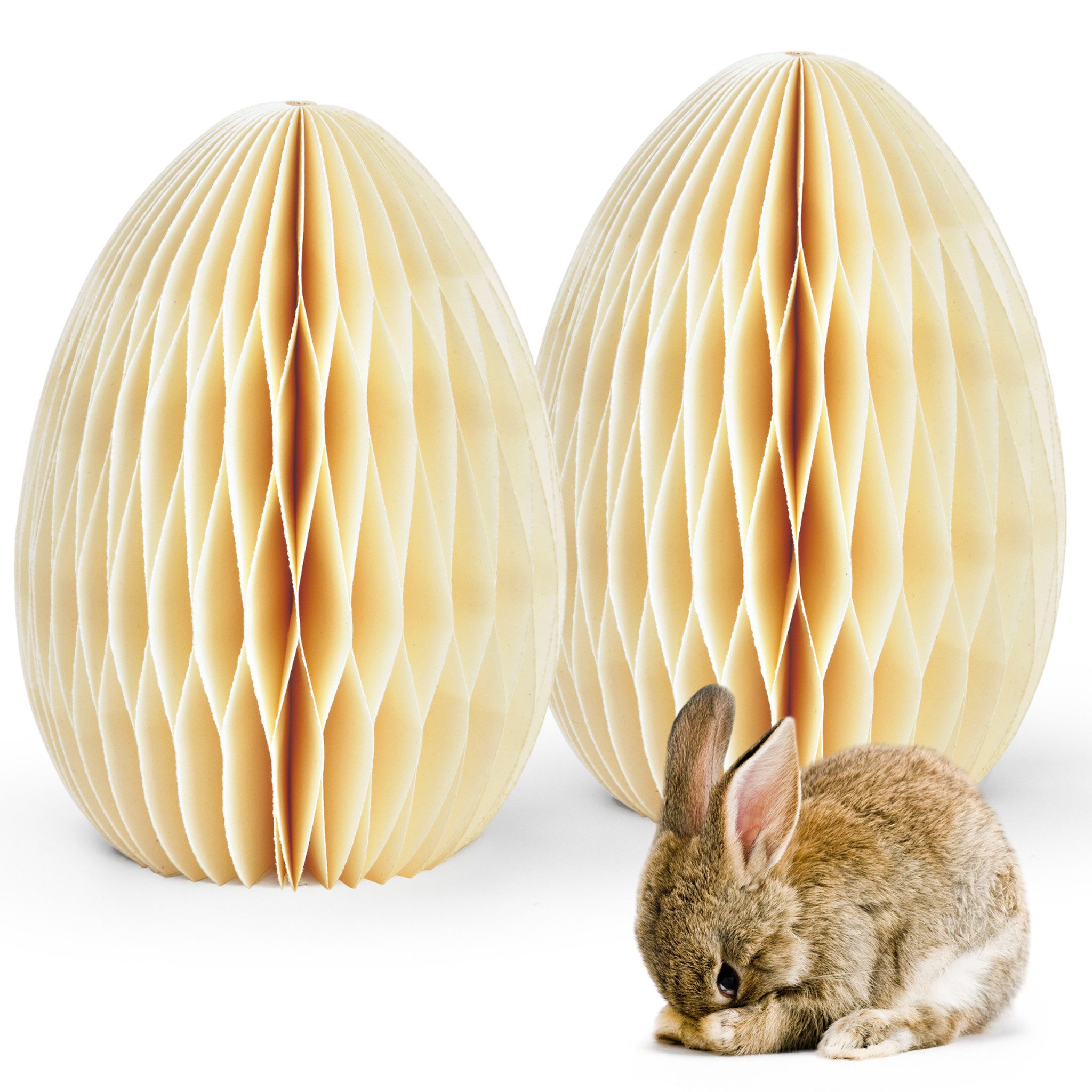 matches21 HOME & HOBBY Dekofigur Osterdeko Ostereier zum Hinstellen weiß 2er Set Dekofiguren (2 St), Ø 11 x 15 cm als Frühlingsdeko aus Papier