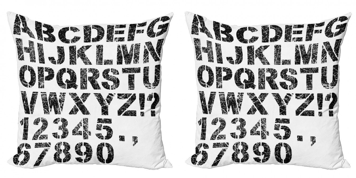Kissenbezüge Modern Accent Doppelseitiger Digitaldruck, Abakuhaus (2 Stück), Brief Grunge zerkratzt Blick